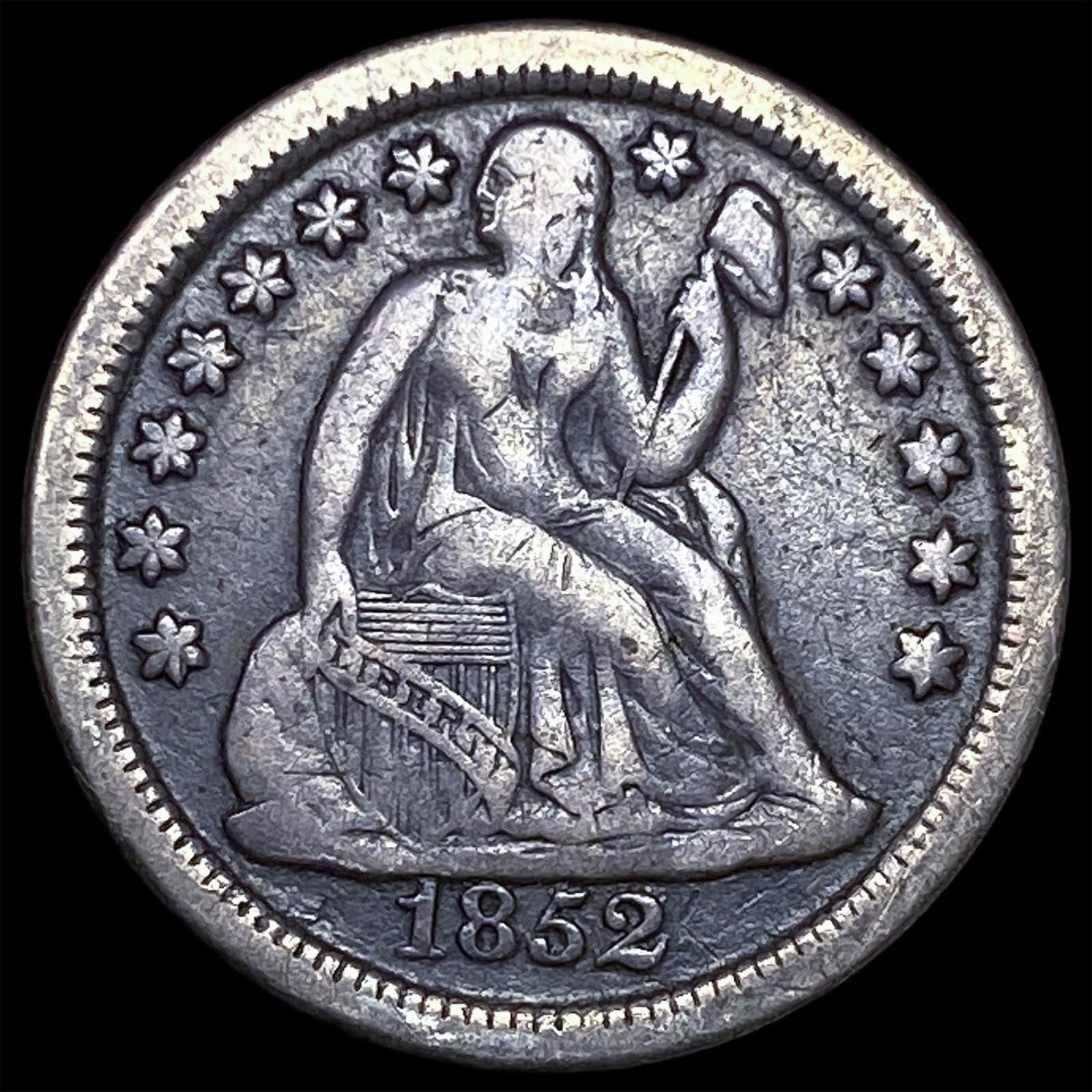 1852-O Silver Seated Liberty Dime LIGHTLY CIRCULATED: 1852-O Silver Seated Liberty Dime LIGHTLY CIRCULATED