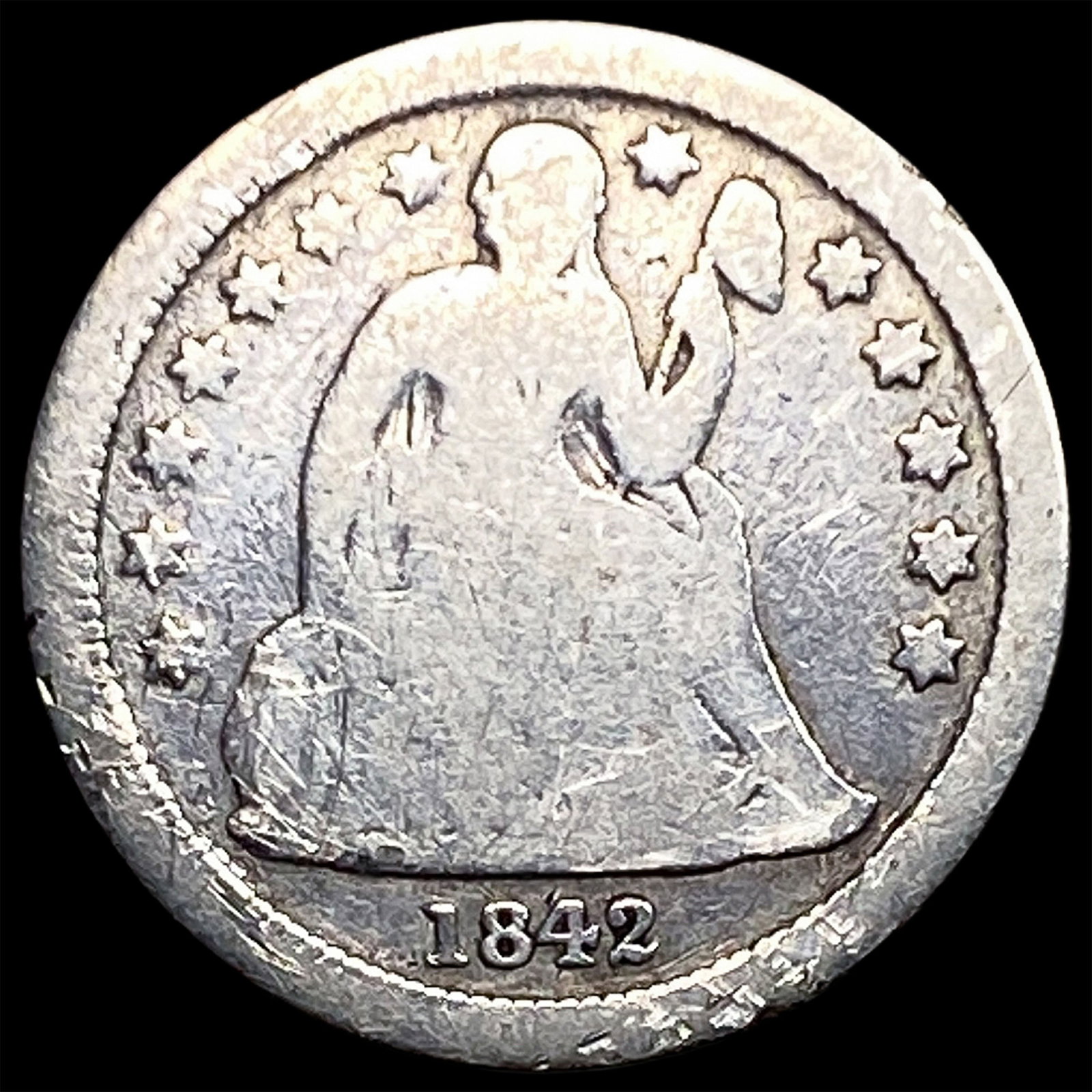 1842-O Silver Seated Liberty Dime NICELY CIRCULATED: 1842-O Silver Seated Liberty Dime NICELY CIRCULATED