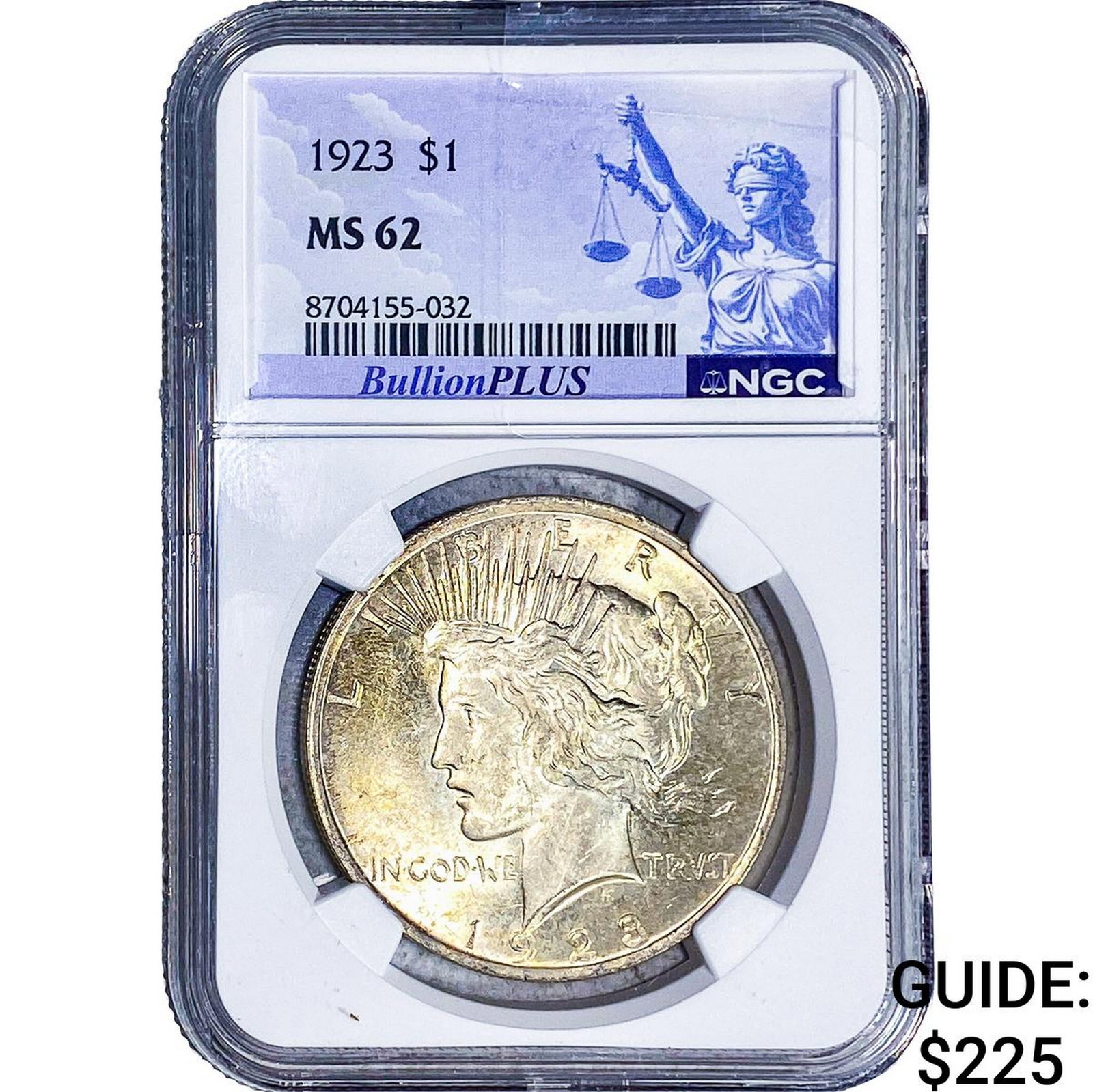 1923 Silver Peace Dollar NGC MS62: 1923 Silver Peace Dollar NGC MS62