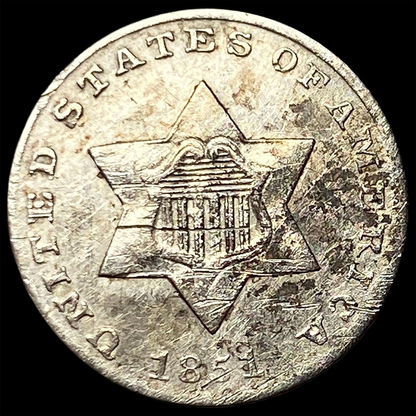 1851 Silver Three-Cent Piece CLOSELY UNCIRCULATED (1 of 2)
