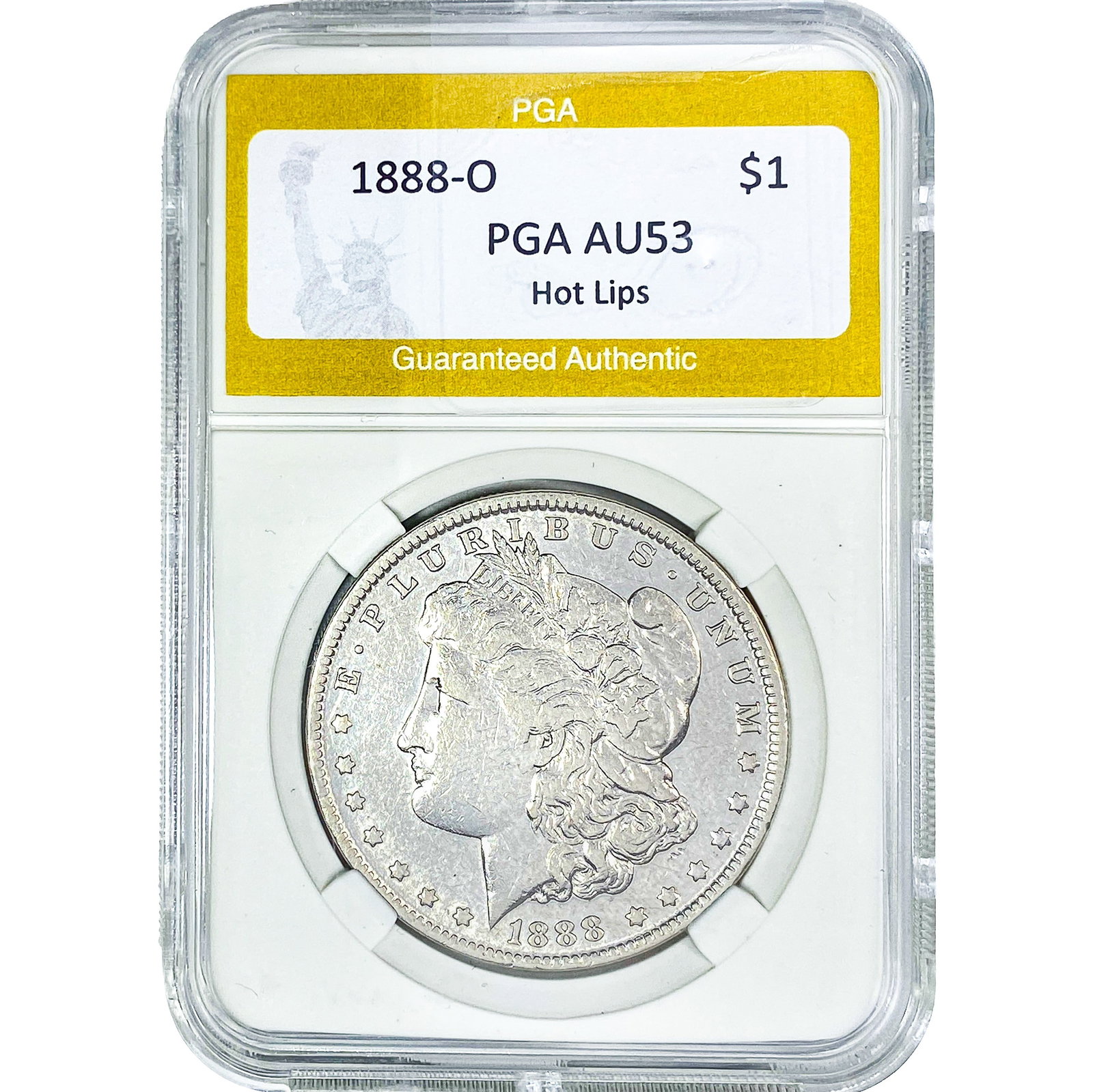 1888-O Morgan Silver Dollar PGA AU53 Hot LIps: 1888-O Morgan Silver Dollar PGA AU53 Hot LIps