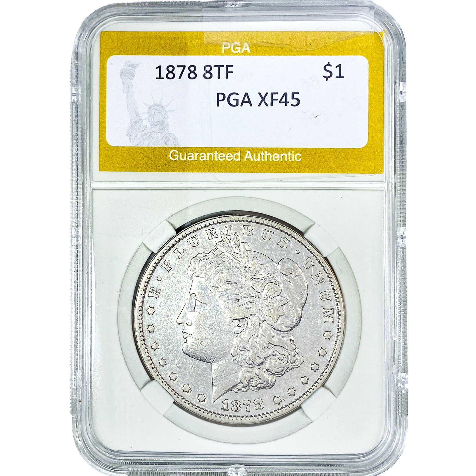 1878 8TF Morgan Silver Dollar PGA XF45: 1878 8TF Morgan Silver Dollar PGA XF45