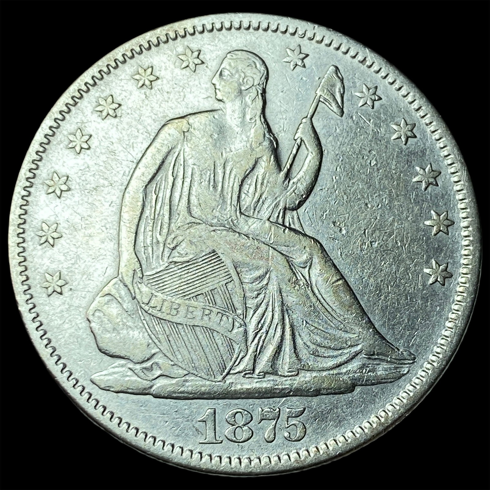 1875 Seated Liberty Half Dollar NEARLY UNCIRCULATED: 1875 Seated Liberty Half Dollar NEARLY UNCIRCULATED