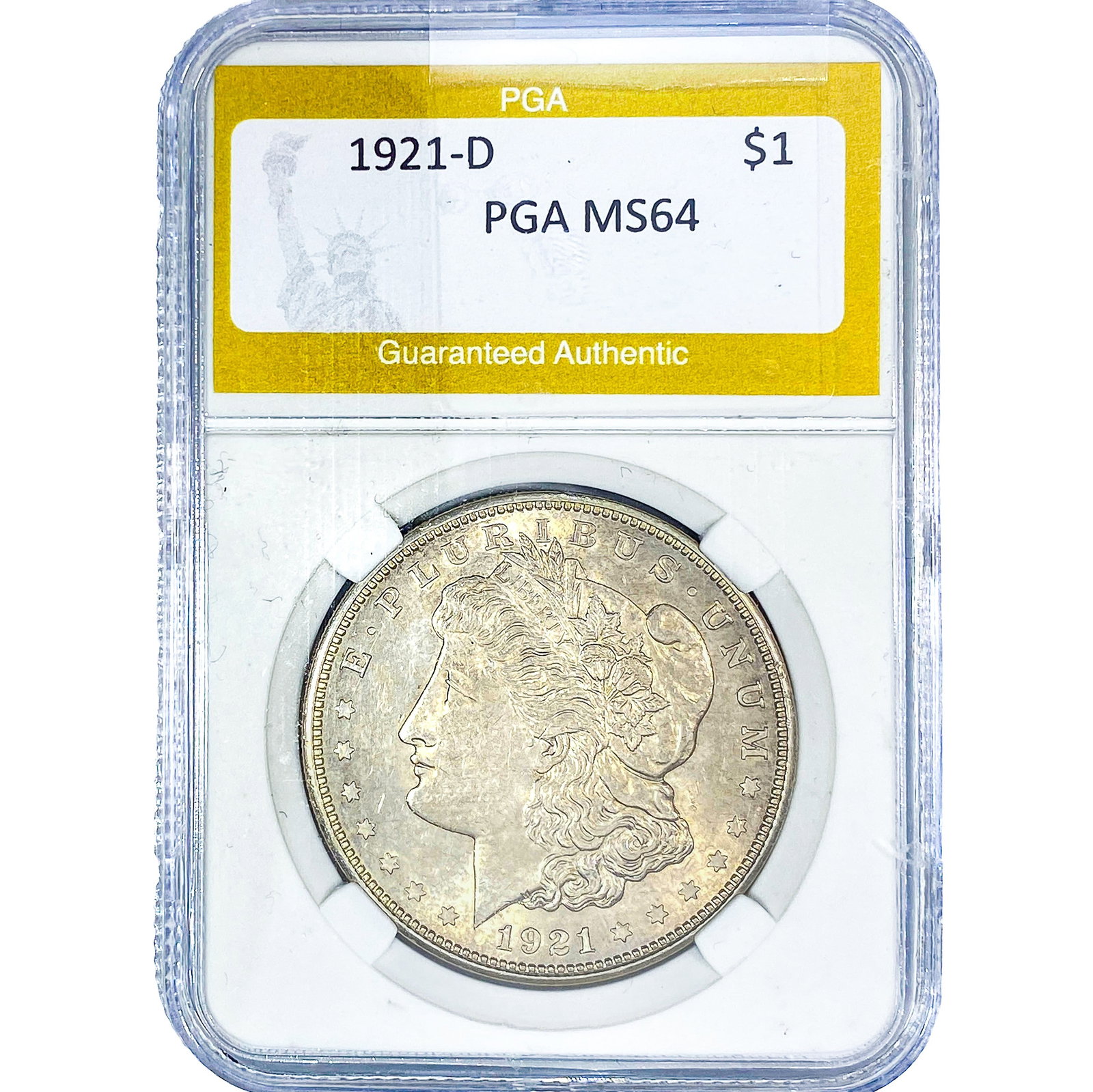 1921-D Morgan Silver Dollar PGA MS64: 1921-D Morgan Silver Dollar PGA MS64
