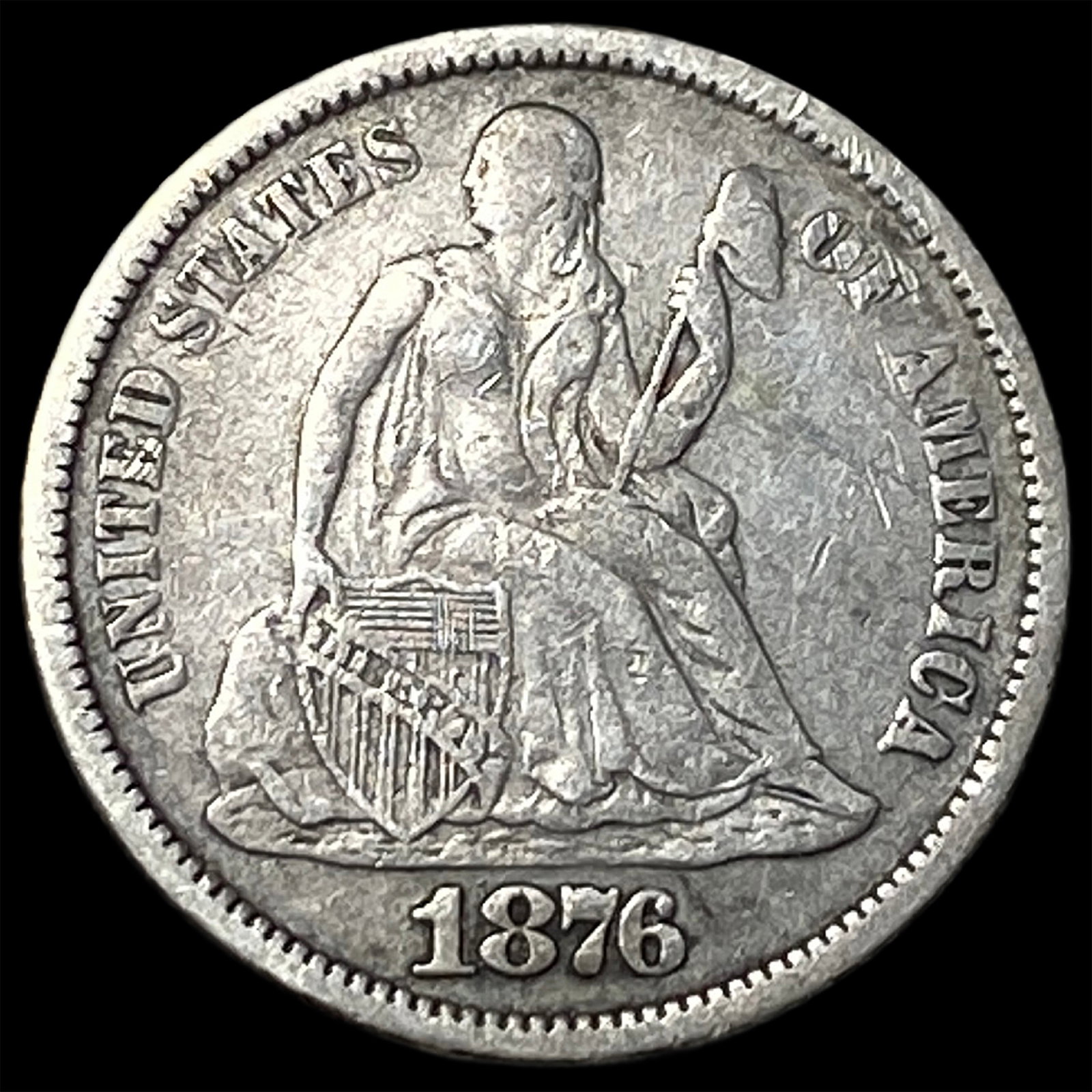 1876 Silver Seated Liberty Dime NEARLY UNCIRCULATED: 1876 Silver Seated Liberty Dime NEARLY UNCIRCULATED