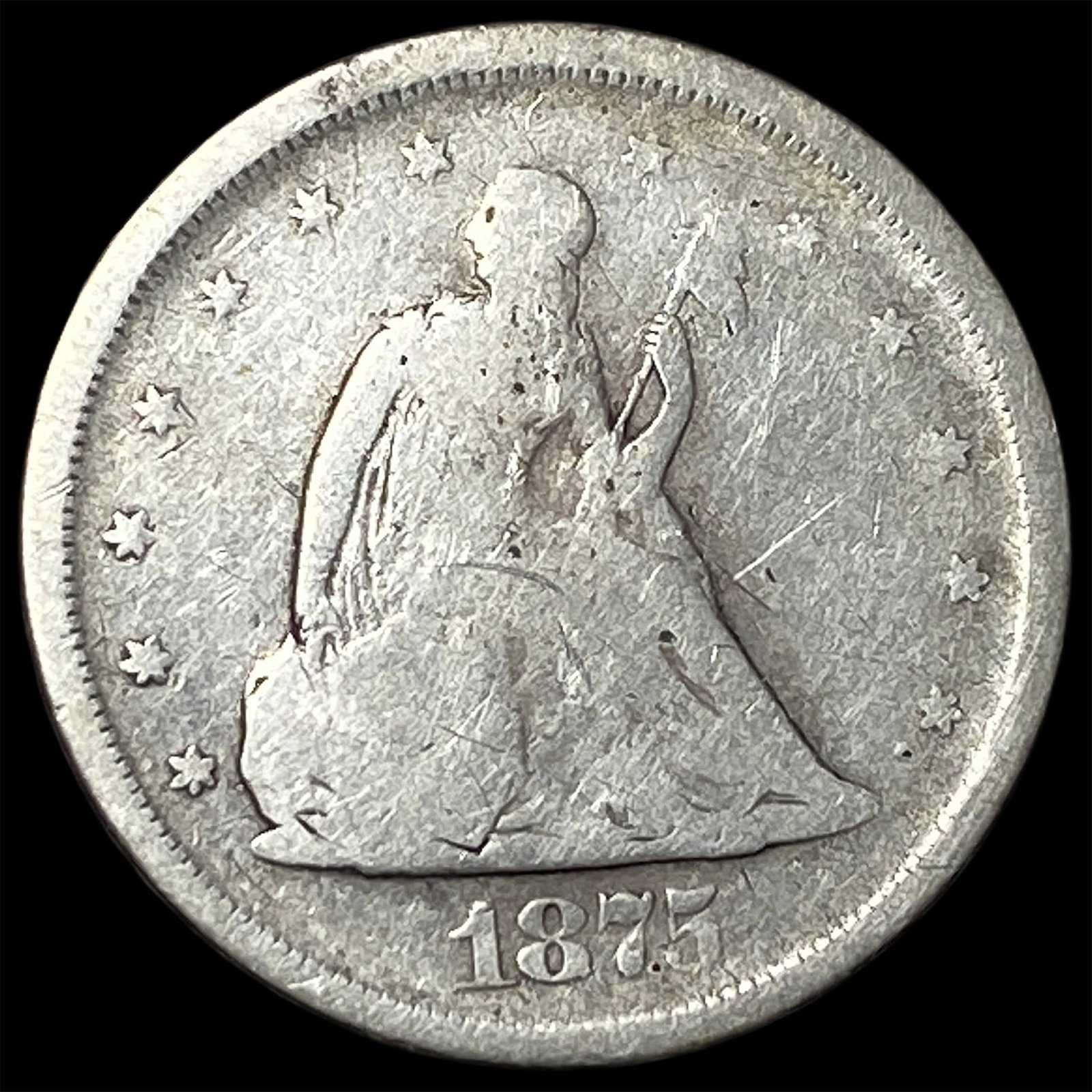 1875-S Silver Twenty-Cent Piece NICELY CIRCULATED: 1875-S Silver Twenty-Cent Piece NICELY CIRCULATED