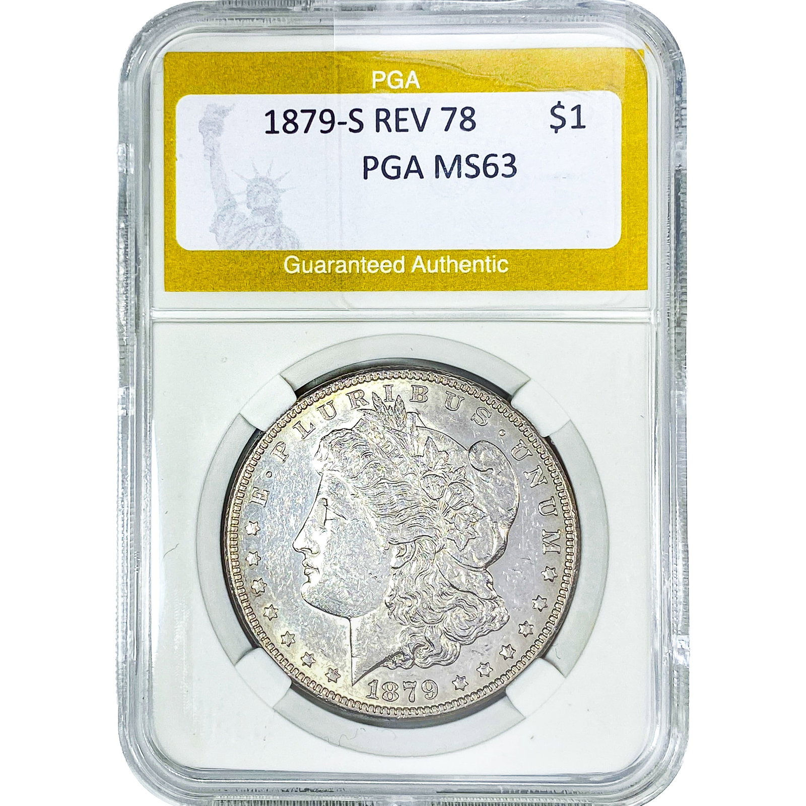 1879-S Rev 78 Morgan Silver Dollar PGA MS63: 1879-S Rev 78 Morgan Silver Dollar PGA MS63