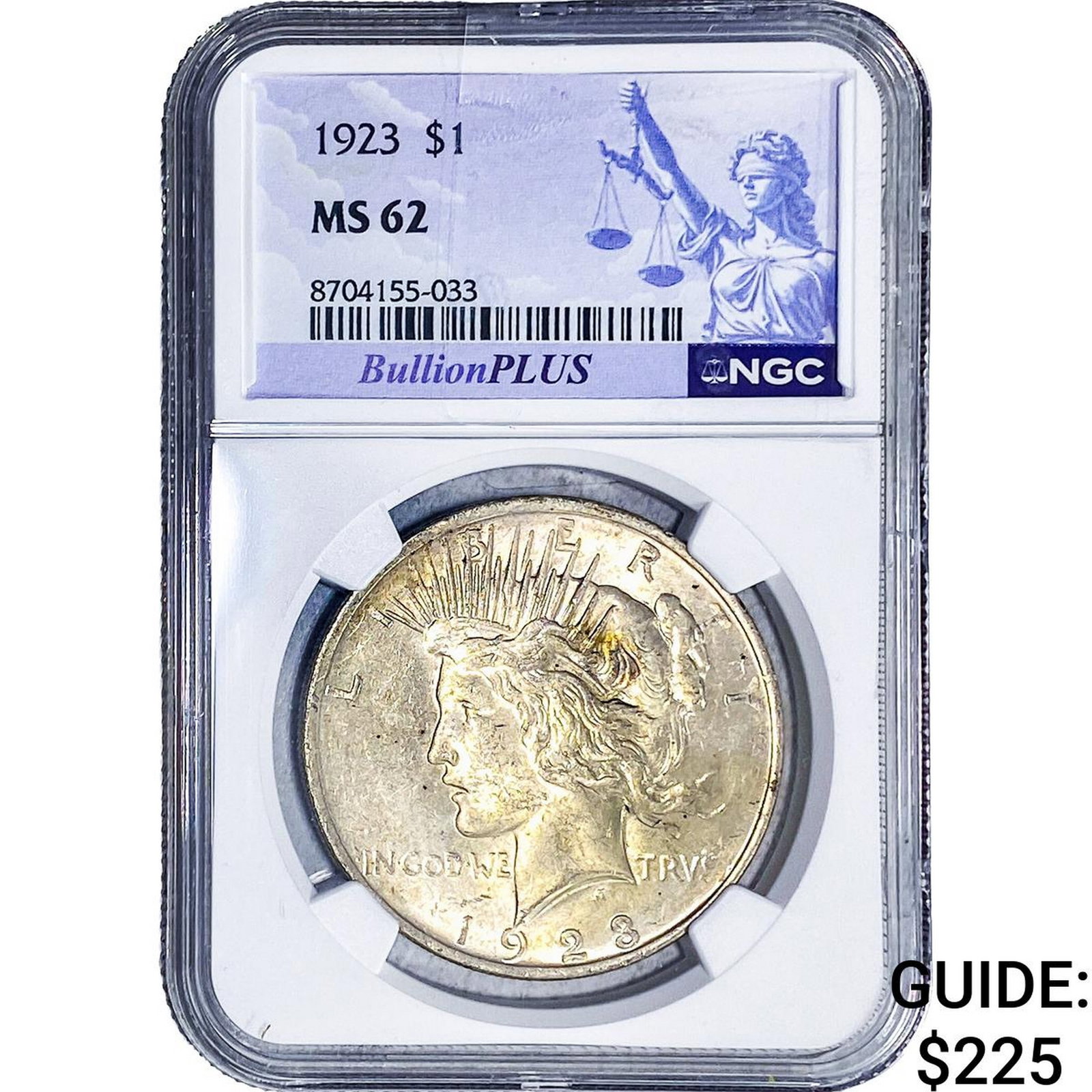 1923 Silver Peace Dollar NGC MS62: 1923 Silver Peace Dollar NGC MS62