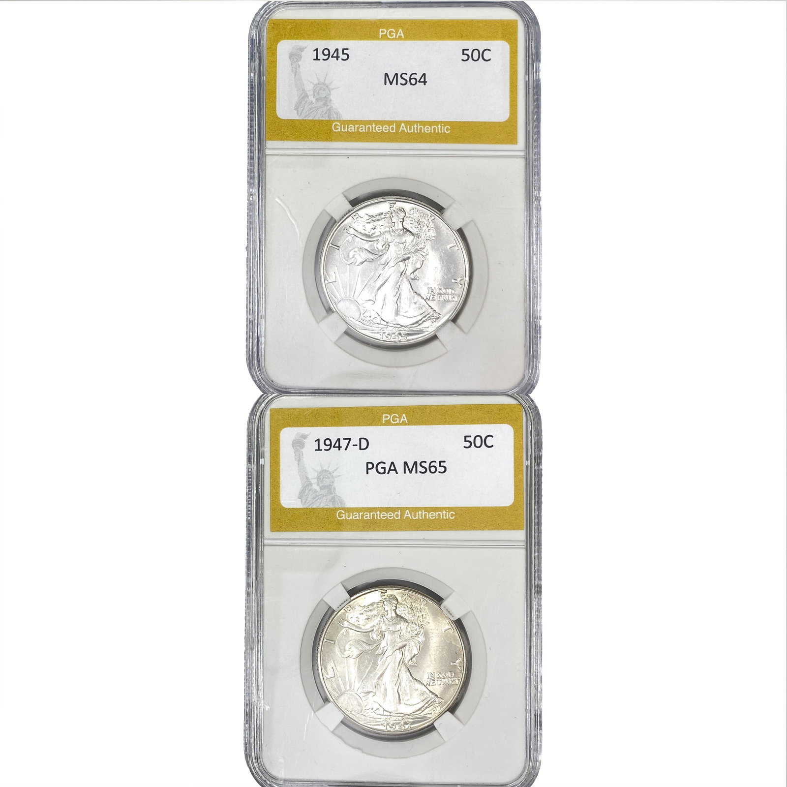 [2 Coins] 1945-1947 Walking Liberty Half Dollar: [2 Coins] 1945-1947 Walking Liberty Half Dollar