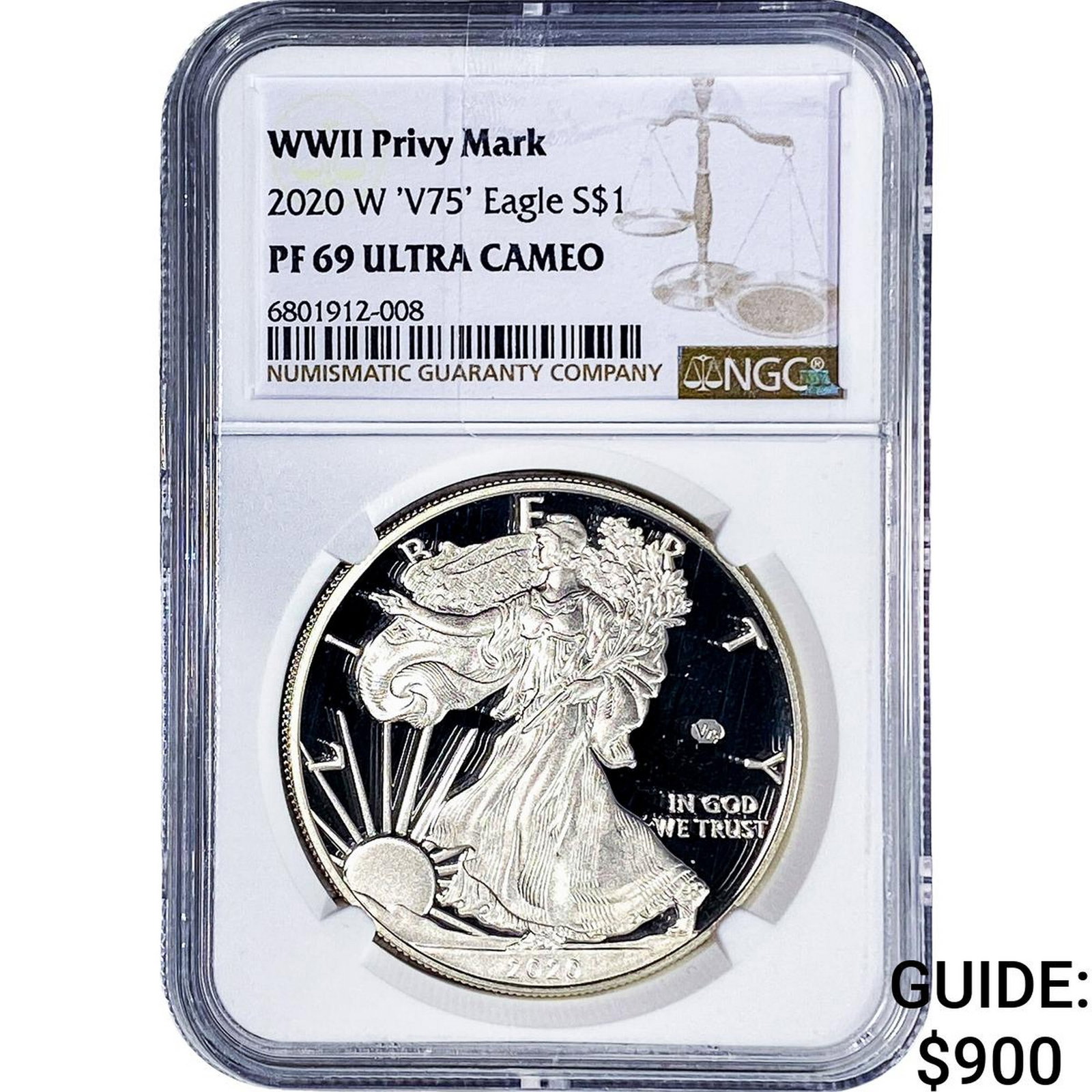 2020 W 'V75' Silver Eagle NGC PF69 WWII Privy Mark: 2020 W 'V75' Silver Eagle NGC PF69 WWII Privy Mark