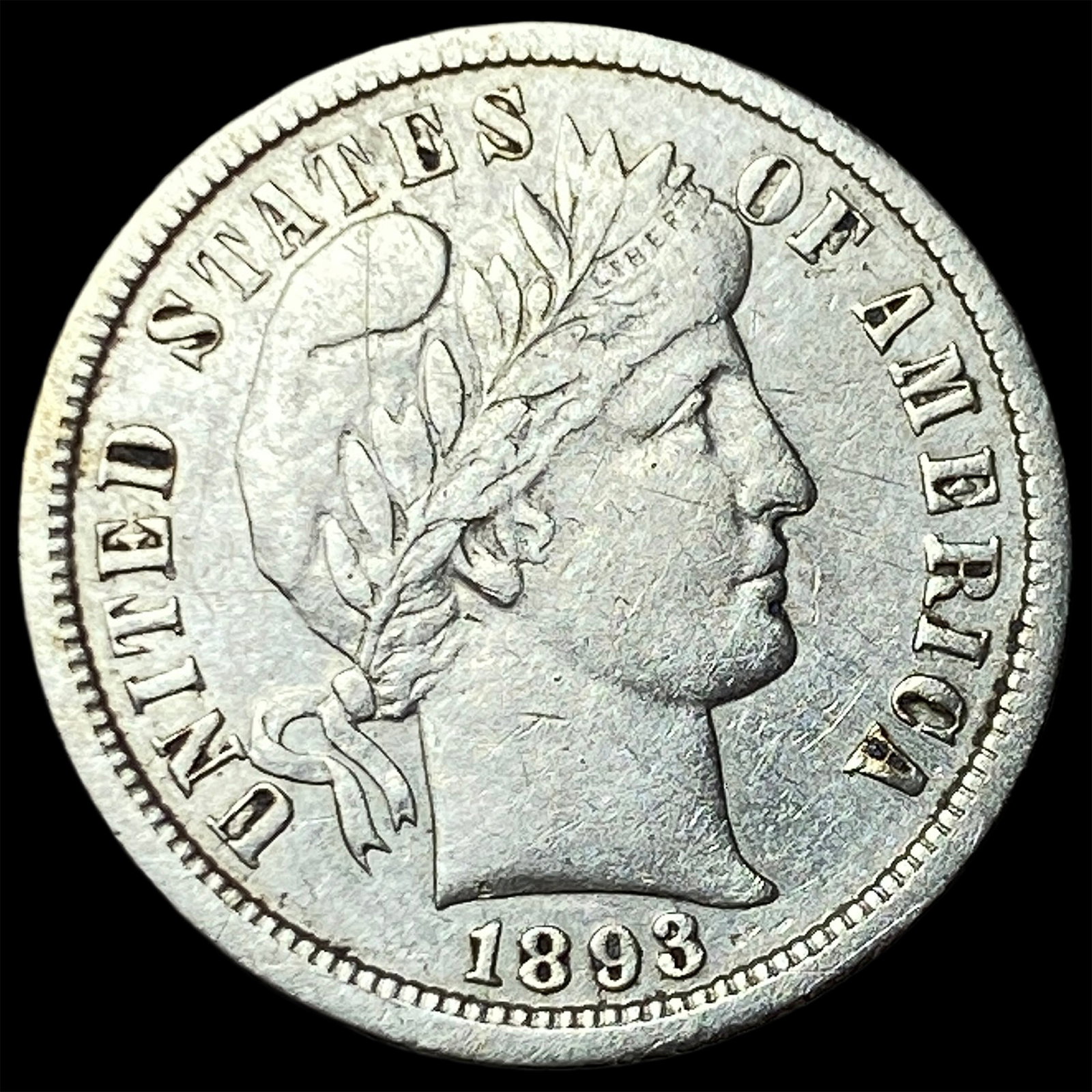 1893-O Silver Barber Dime NEARLY UNCIRCULATED: 1893-O Silver Barber Dime NEARLY UNCIRCULATED