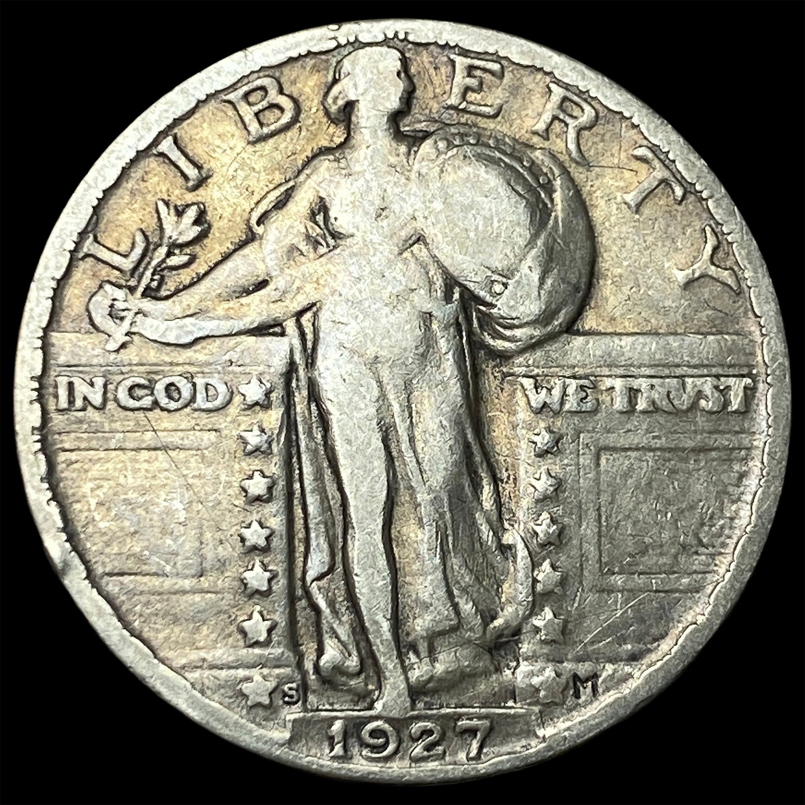 1927-S Silver Standing Liberty Quarter LIGHTLY CIRCULATED: 1927-S Silver Standing Liberty Quarter LIGHTLY CIRCULATED