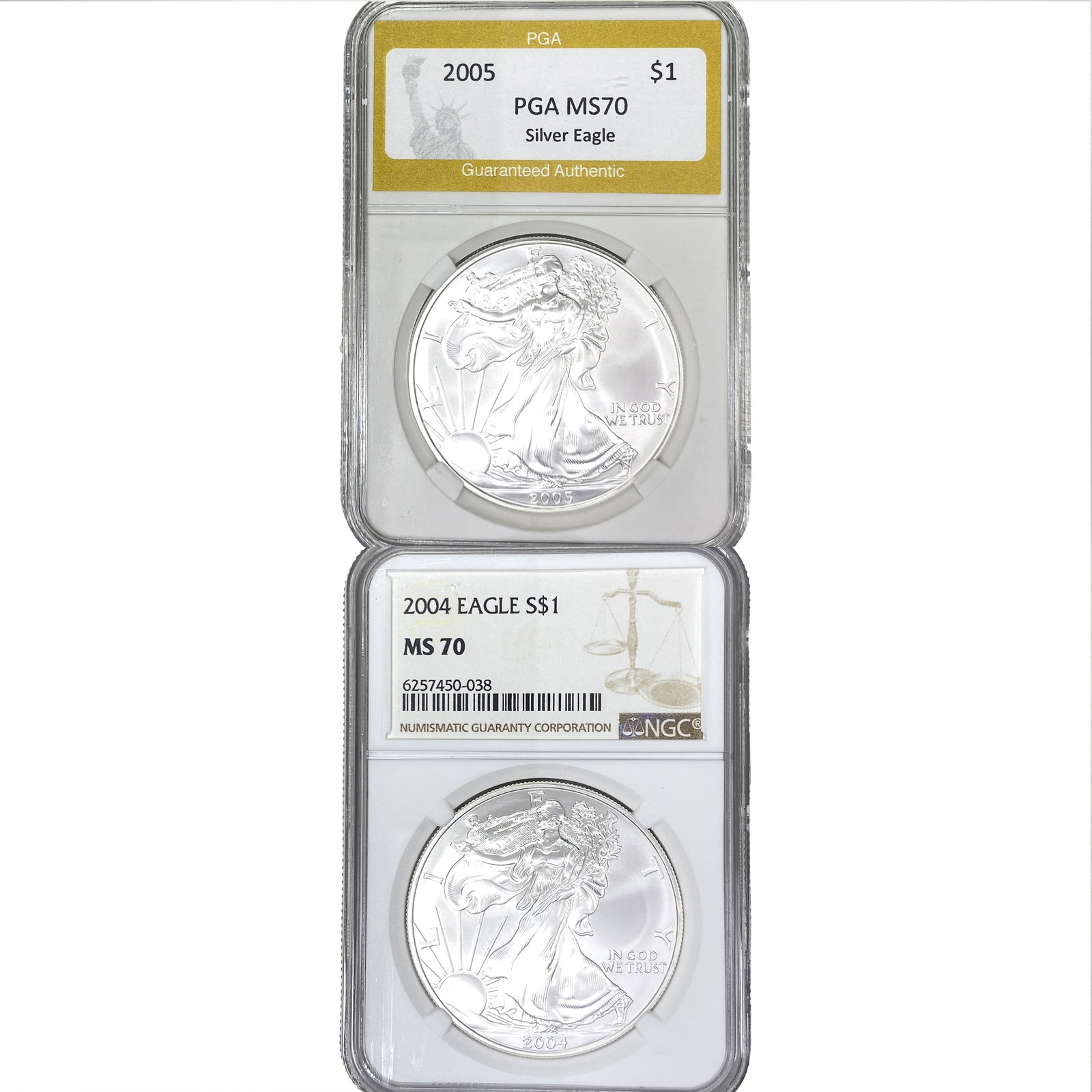 [2 Coins] 2004-2005 Silver Eagle: [2 Coins] 2004-2005 Silver Eagle