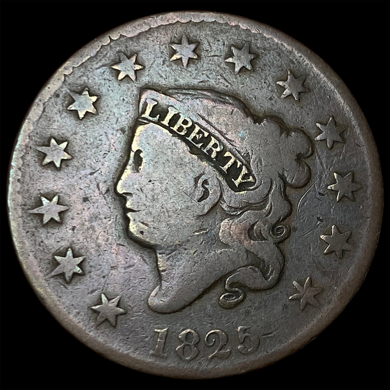 1825 Coronet Head Large Cent NICELY CIRCULATED: 1825 Coronet Head Large Cent NICELY CIRCULATED