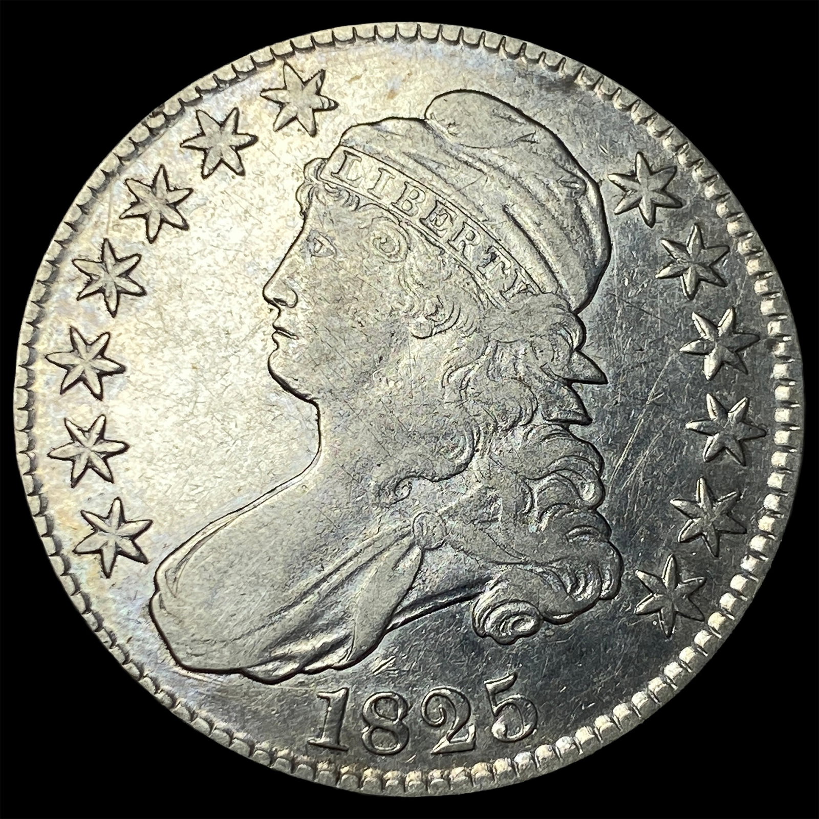 1825 Capped Bust Half Dollar NEARLY UNCIRCULATED: 1825 Capped Bust Half Dollar NEARLY UNCIRCULATED