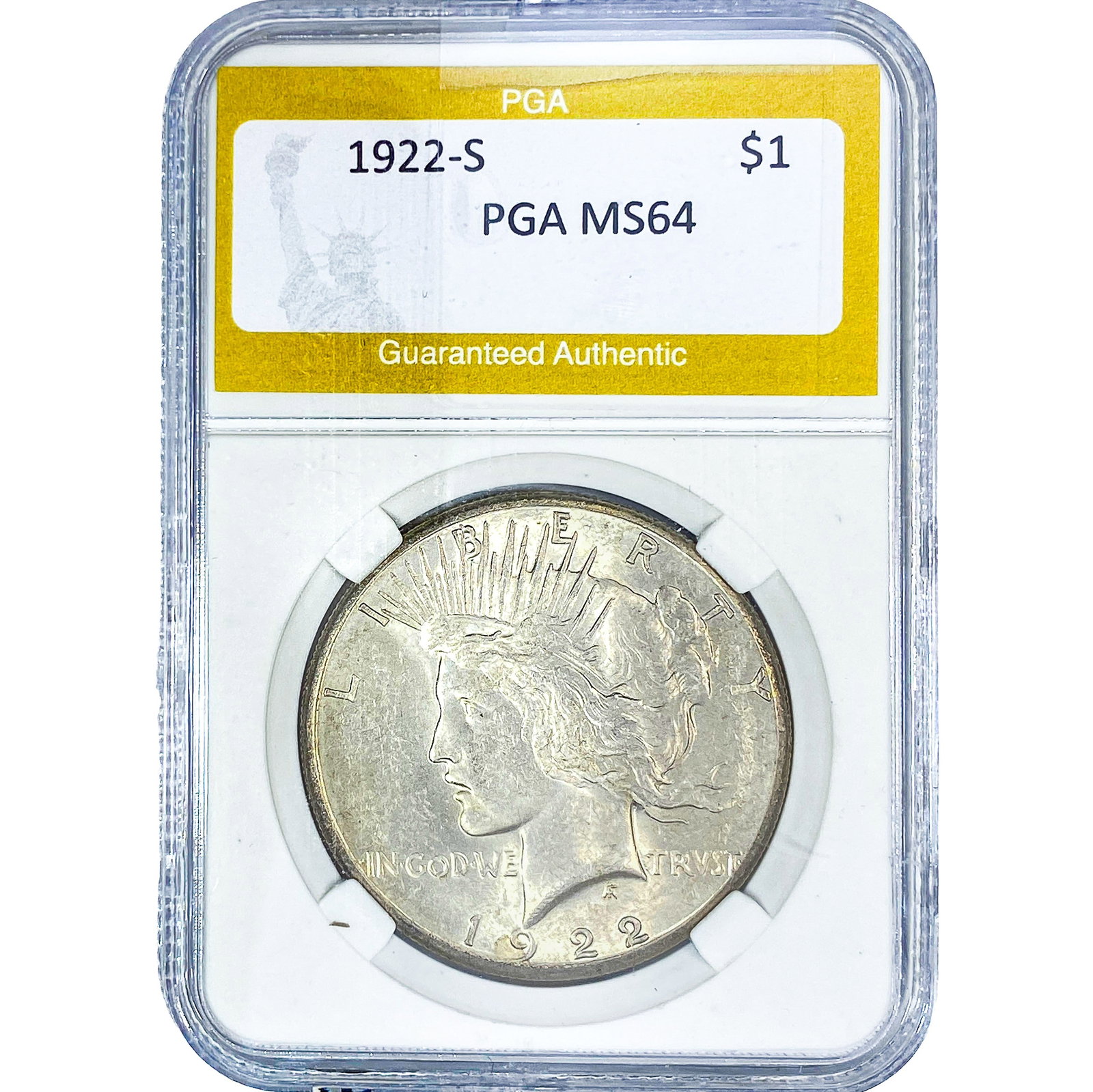 1922-S Morgan Silver Dollar PGA MS64: 1922-S Morgan Silver Dollar PGA MS64