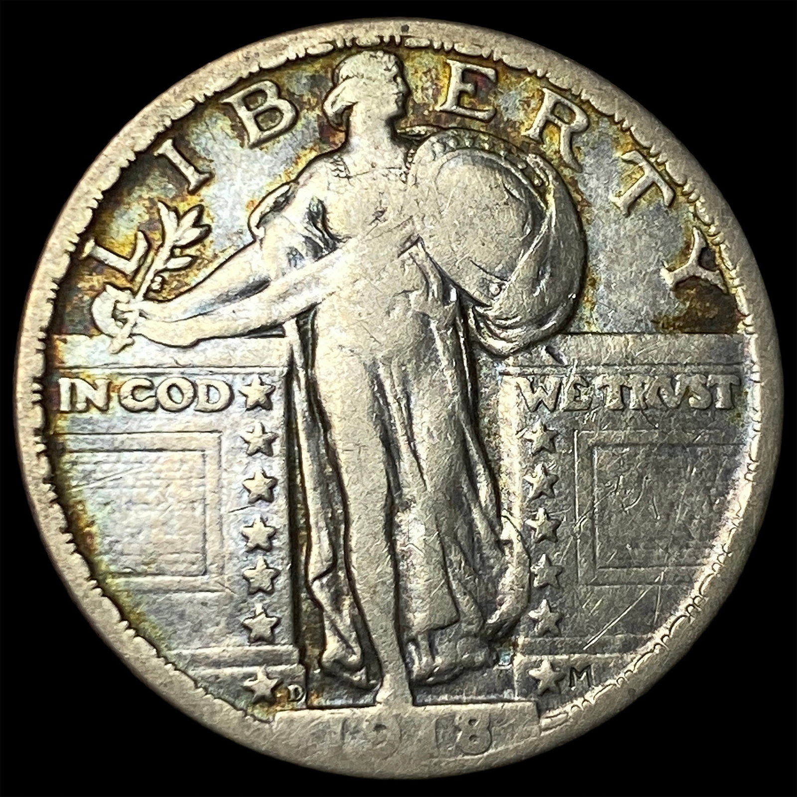 1918-D Silver Standing Liberty Quarter LIGHTLY CIRCULATED: 1918-D Silver Standing Liberty Quarter LIGHTLY CIRCULATED