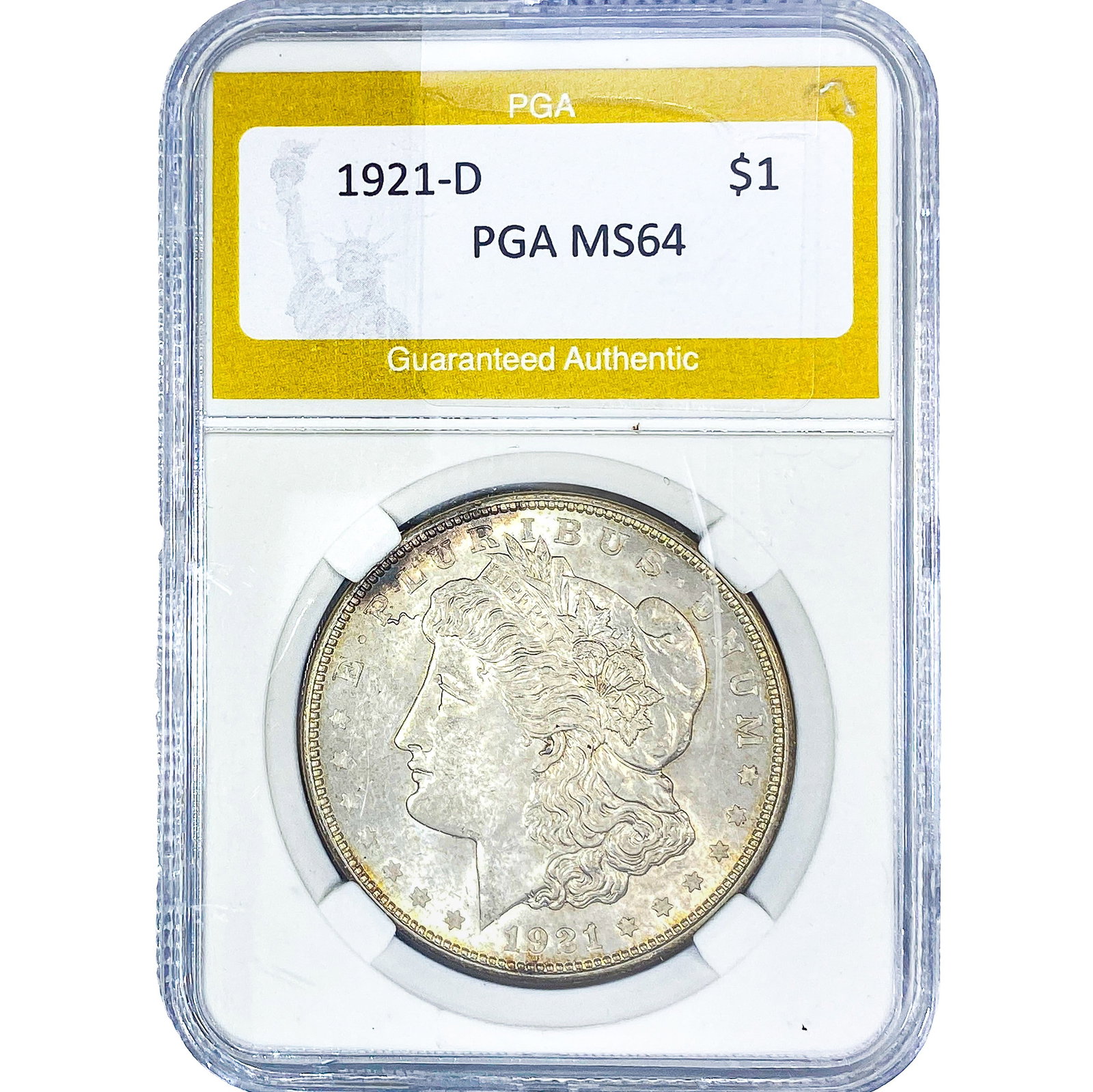 1921-D Morgan Silver Dollar PGA MS64: 1921-D Morgan Silver Dollar PGA MS64