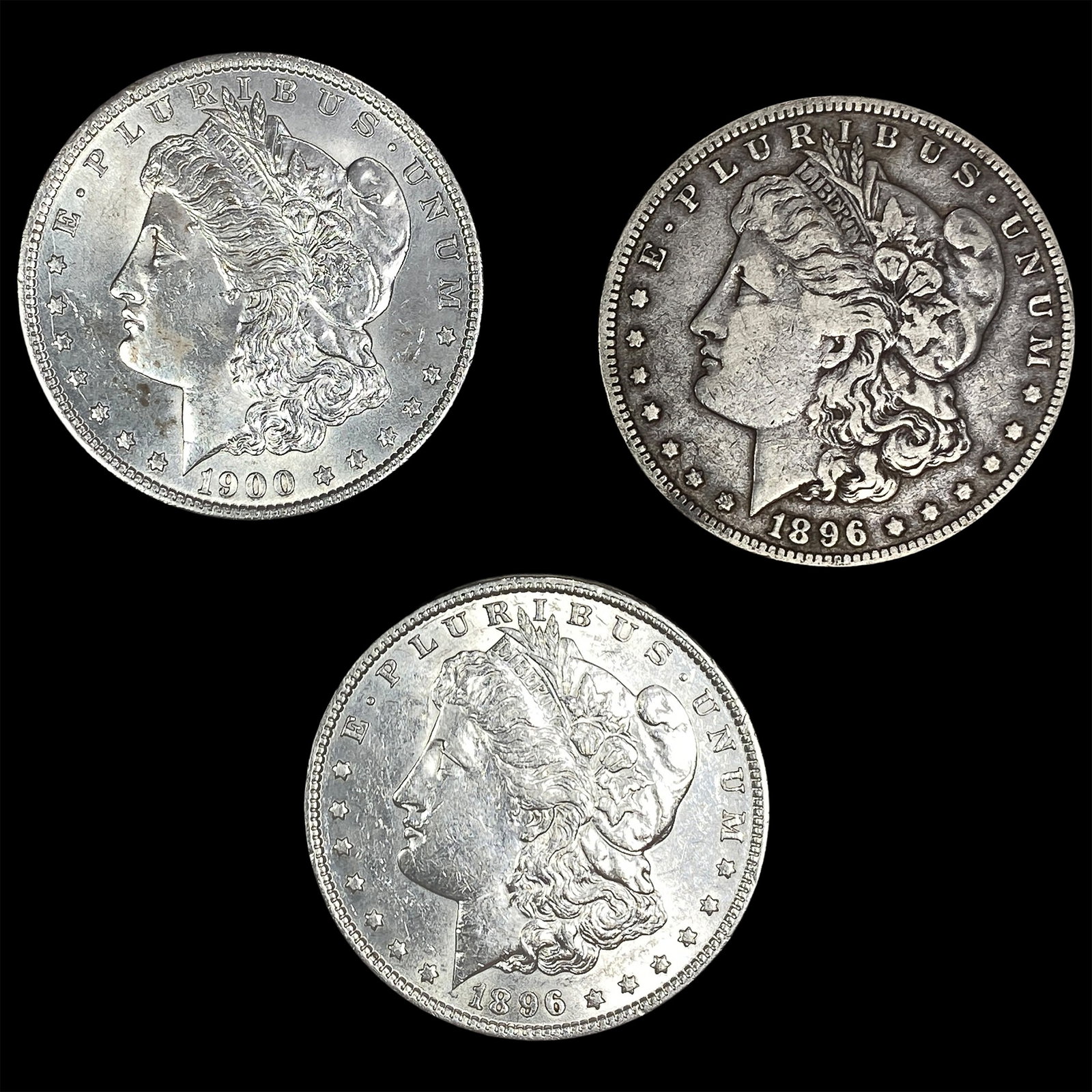 [3 Coins] 1896-1900 Morgan Silver Dollar: [3 Coins] 1896-1900 Morgan Silver Dollar