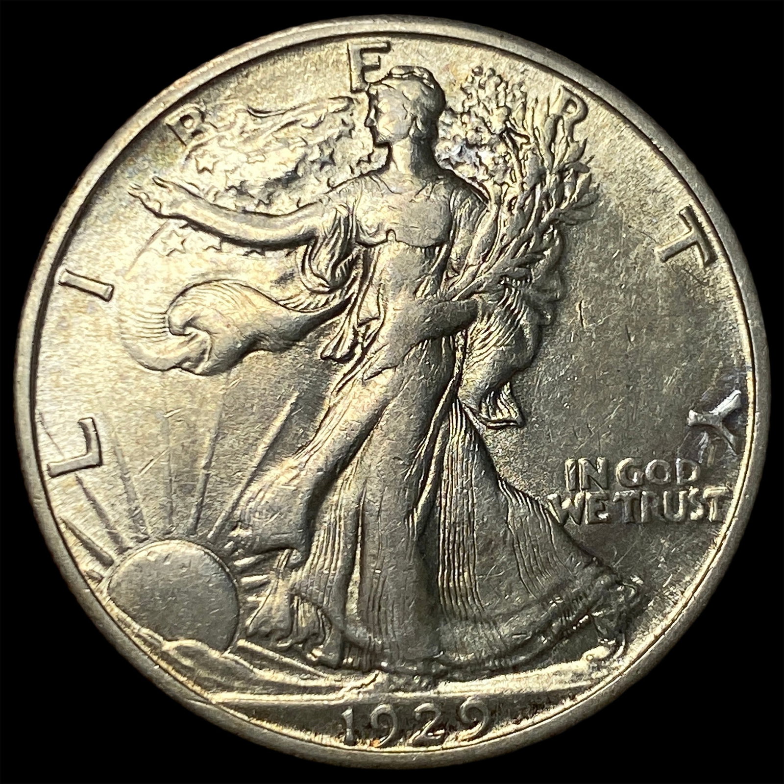 1929-S Silver Walking Liberty Half Dollar CLOSELY UNCIRCULATED: 1929-S Silver Walking Liberty Half Dollar CLOSELY UNCIRCULATED