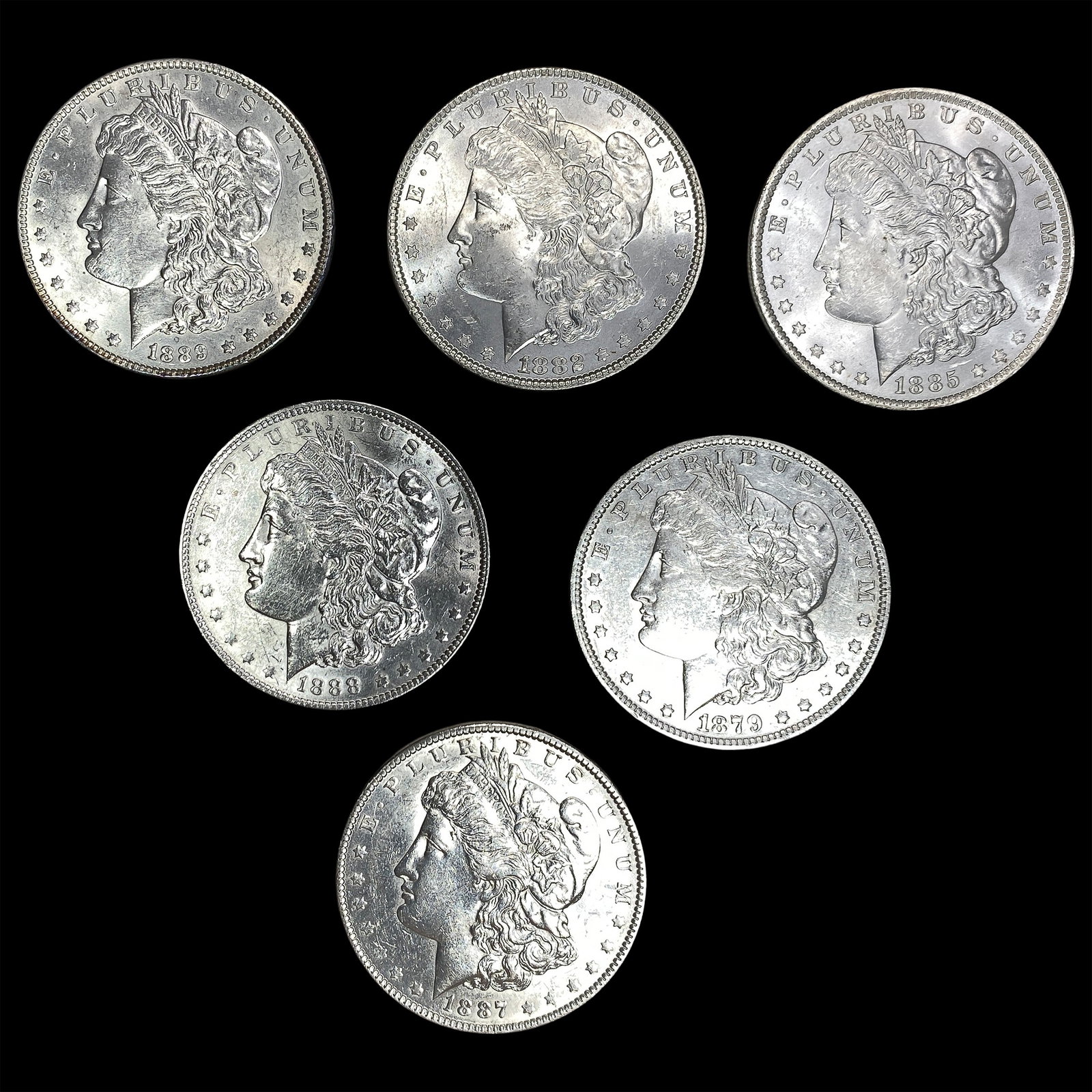 [6 Coins] 1879-1888 Morgan Silver Dollar: [6 Coins] 1879-1888 Morgan Silver Dollar
