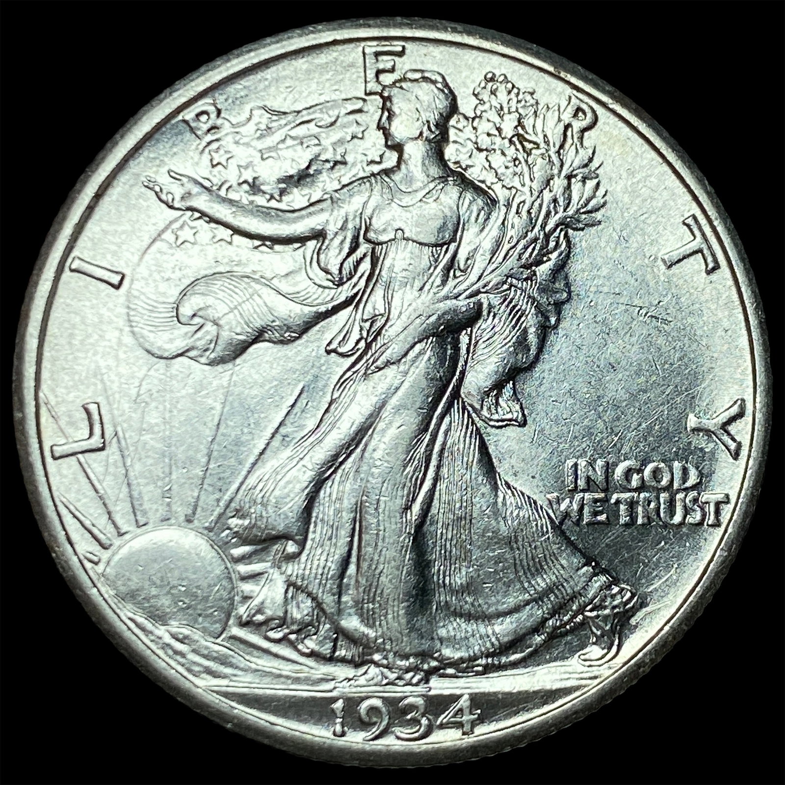 1934-S Silver Walking Liberty Half Dollar CHOICE AU: 1934-S Silver Walking Liberty Half Dollar CHOICE AU
