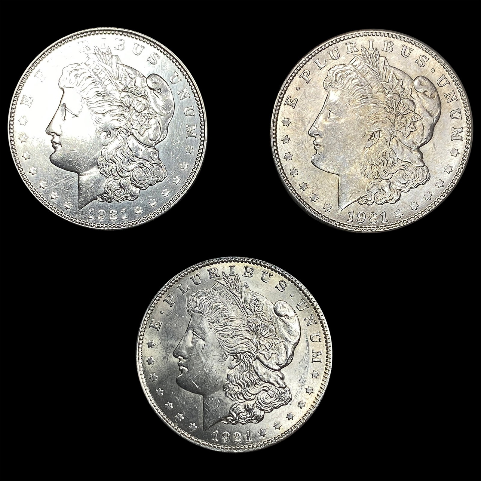 [3 Coins] 1921 Morgan Silver Dollar (1 of 2)