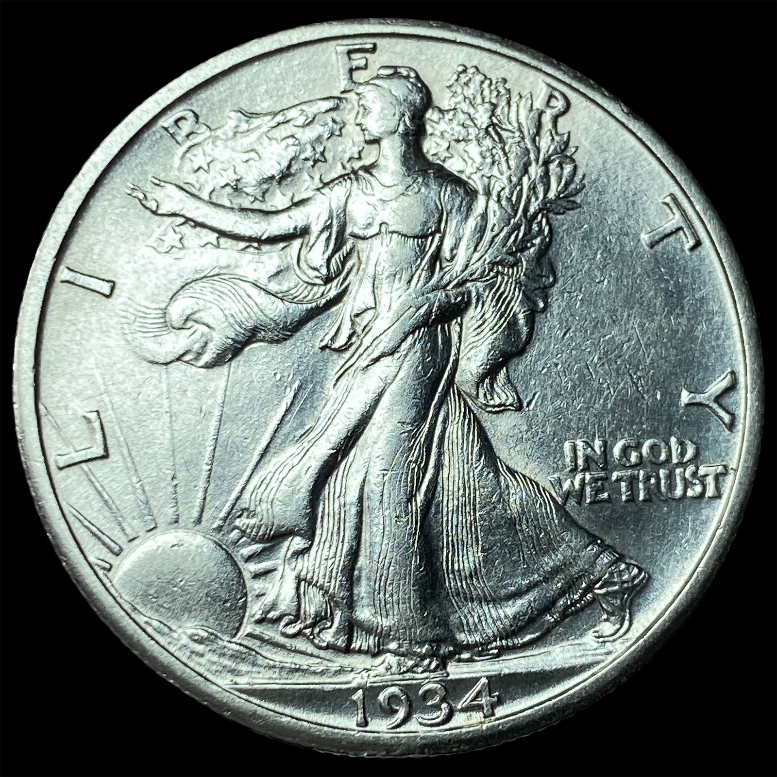 1934-S Silver Walking Liberty Half Dollar CHOICE AU: 1934-S Silver Walking Liberty Half Dollar CHOICE AU
