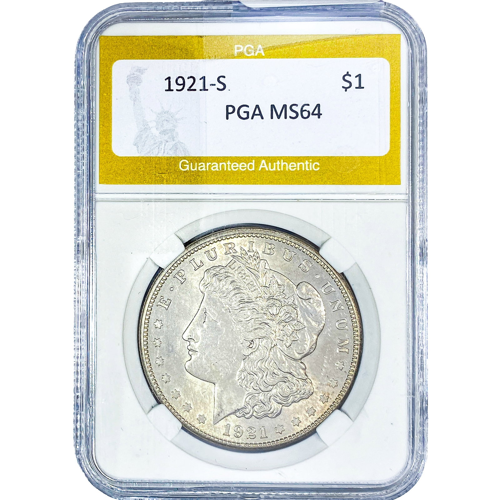 1921-S Morgan Silver Dollar PGA MS64: 1921-S Morgan Silver Dollar PGA MS64