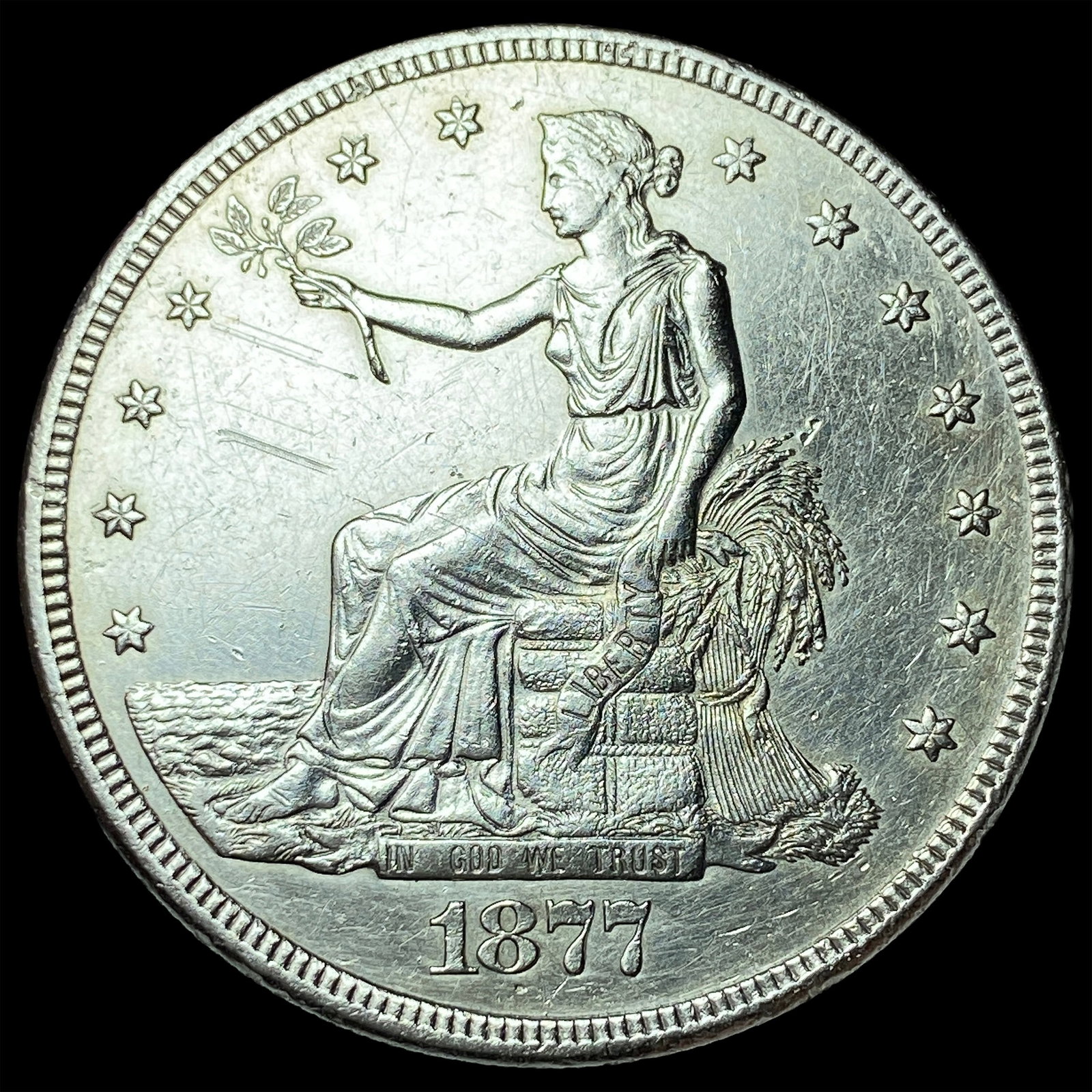 1877-S Silver Trade Dollar CLOSELY UNCIRCULATED: 1877-S Silver Trade Dollar CLOSELY UNCIRCULATED