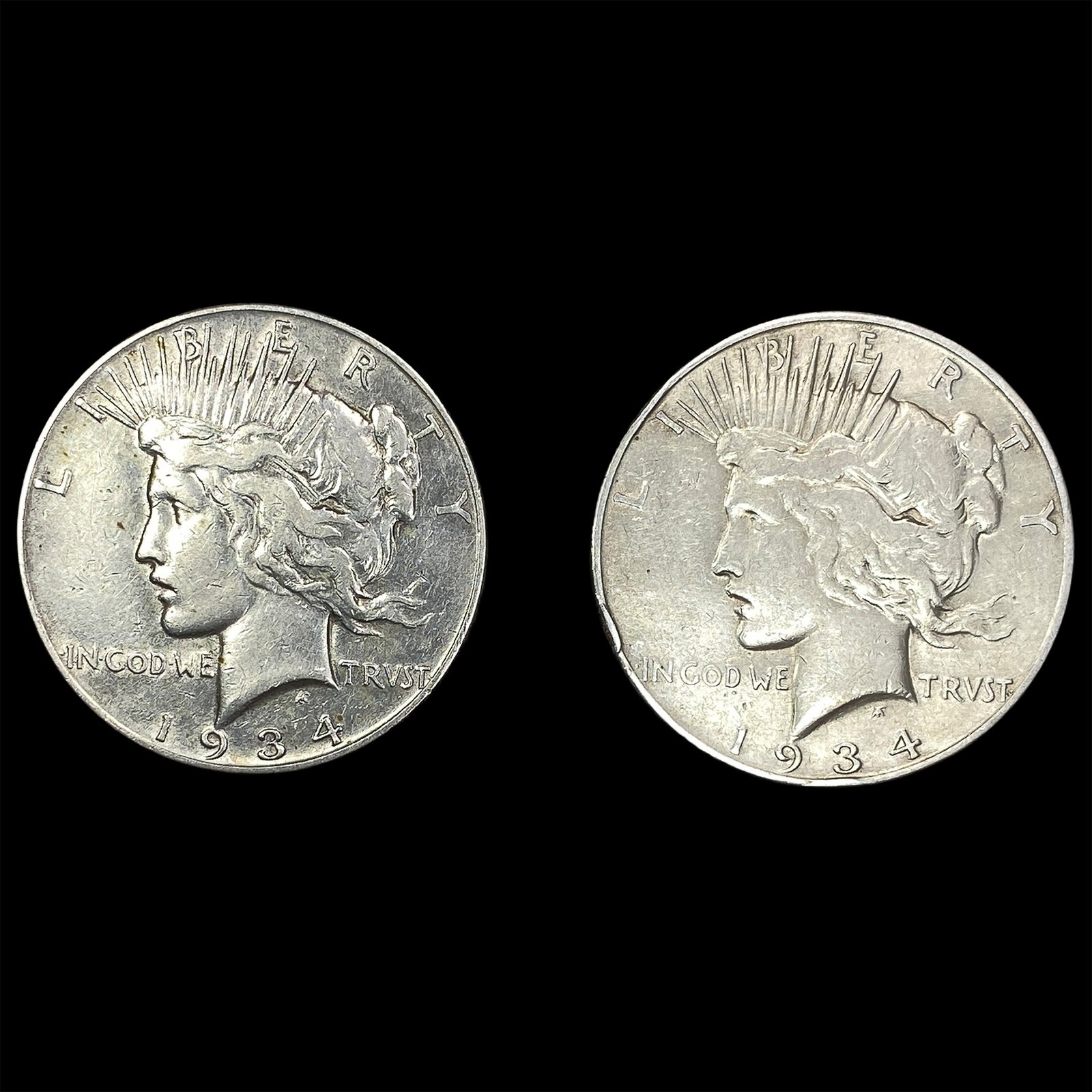 [2 Coins] 1934 Silver Peace Dollar: [2 Coins] 1934 Silver Peace Dollar