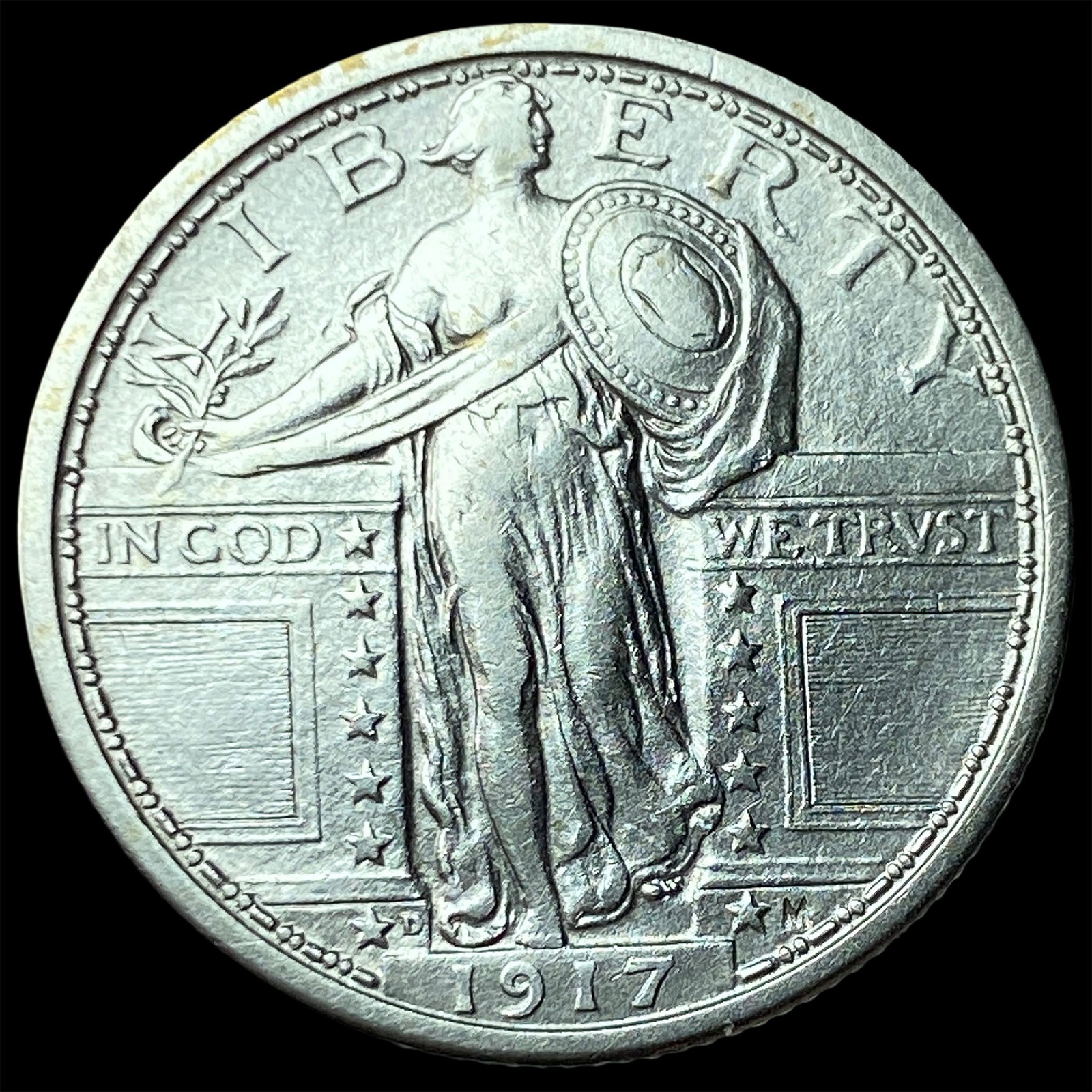 1917-D Type 1 Standing Liberty Quarter NEARLY UNCIRCULATED: 1917-D Type 1 Standing Liberty Quarter NEARLY UNCIRCULATED