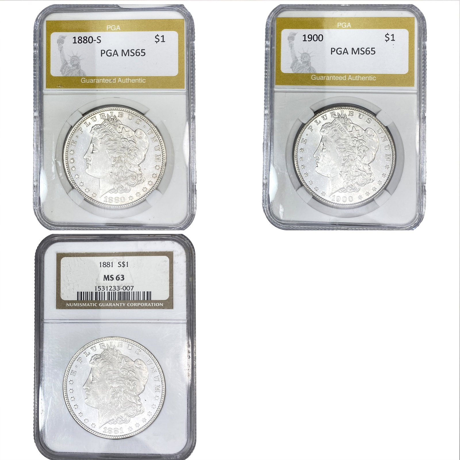 [3 Coins] 1880-1900 Morgan Silver Dollar (1 of 2)