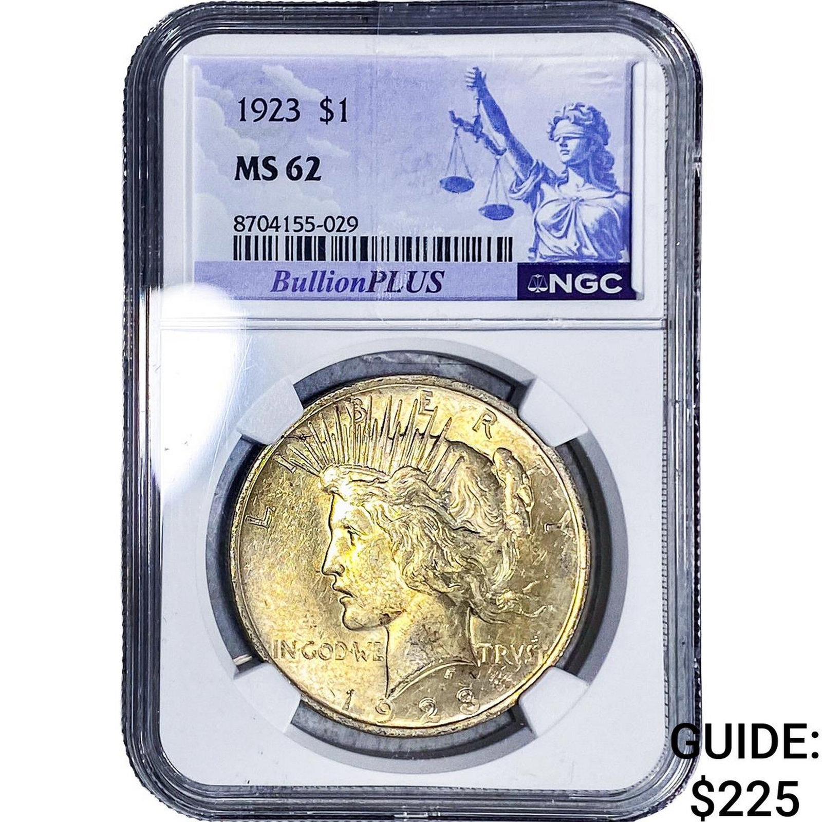 1923 Silver Peace Dollar NGC MS62: 1923 Silver Peace Dollar NGC MS62