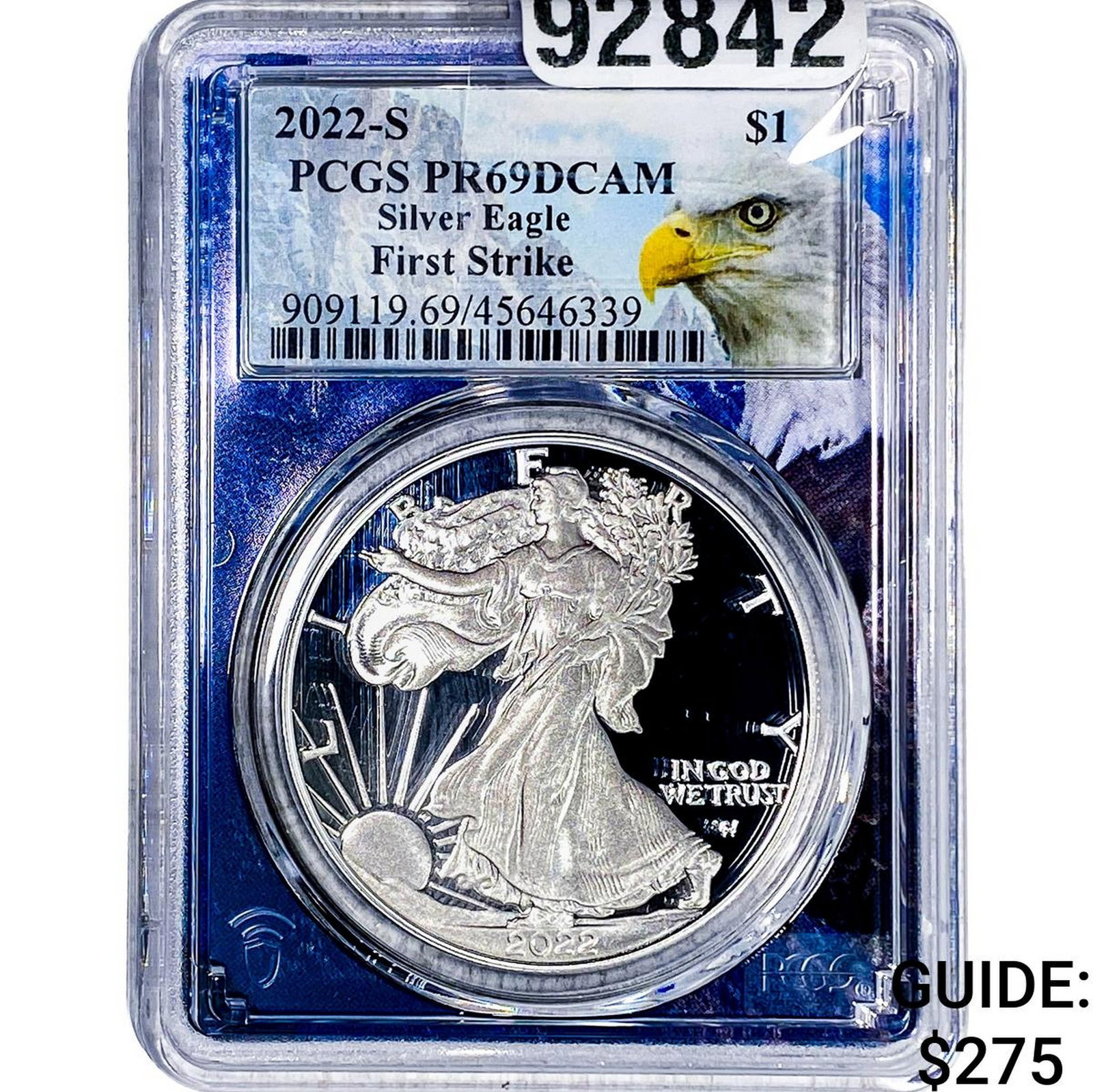 2022-S Silver Eagle PCGS PR69 DCAM: 2022-S Silver Eagle PCGS PR69 DCAM