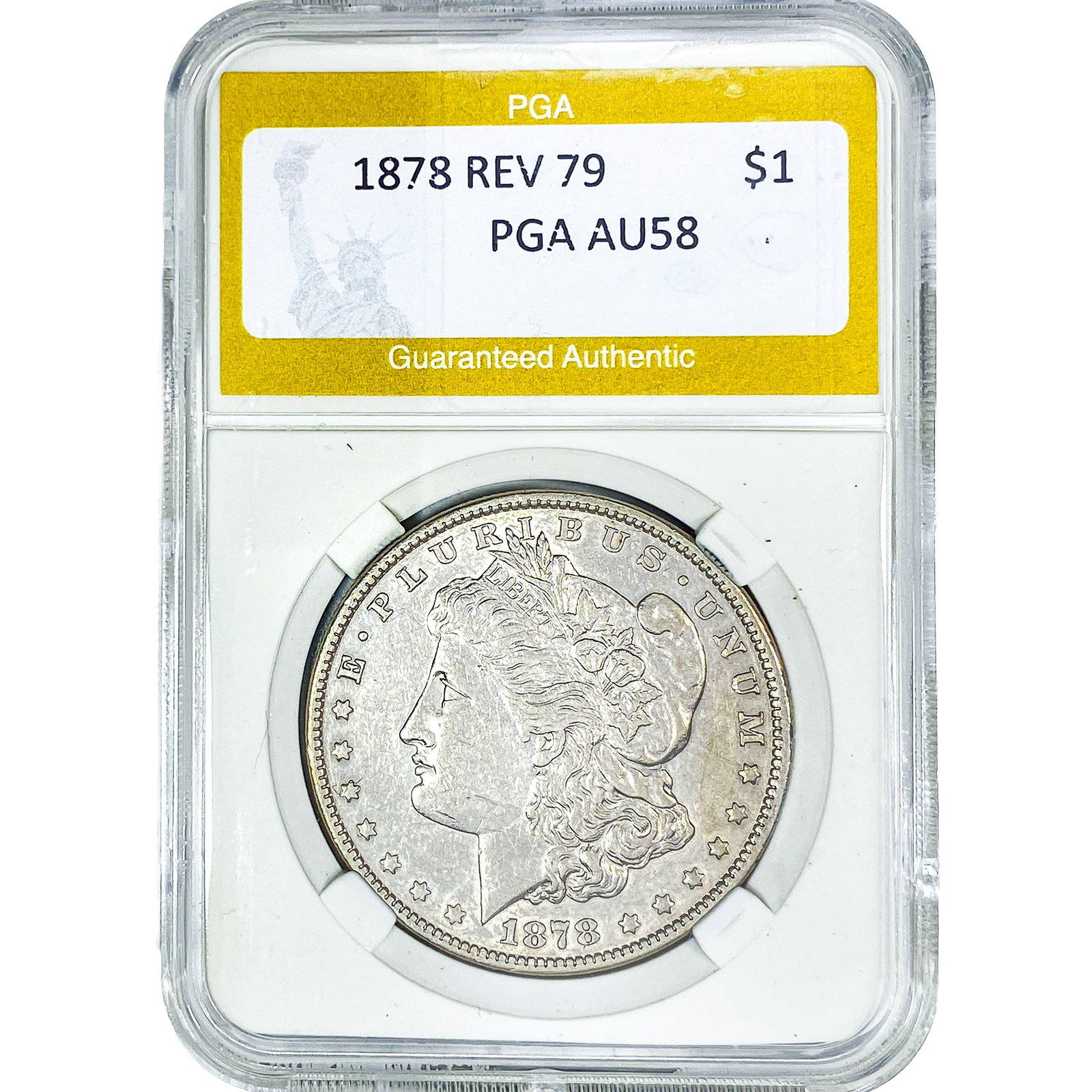 1878 Rev 79 Morgan Silver Dollar PGA AU58: 1878 Rev 79 Morgan Silver Dollar PGA AU58