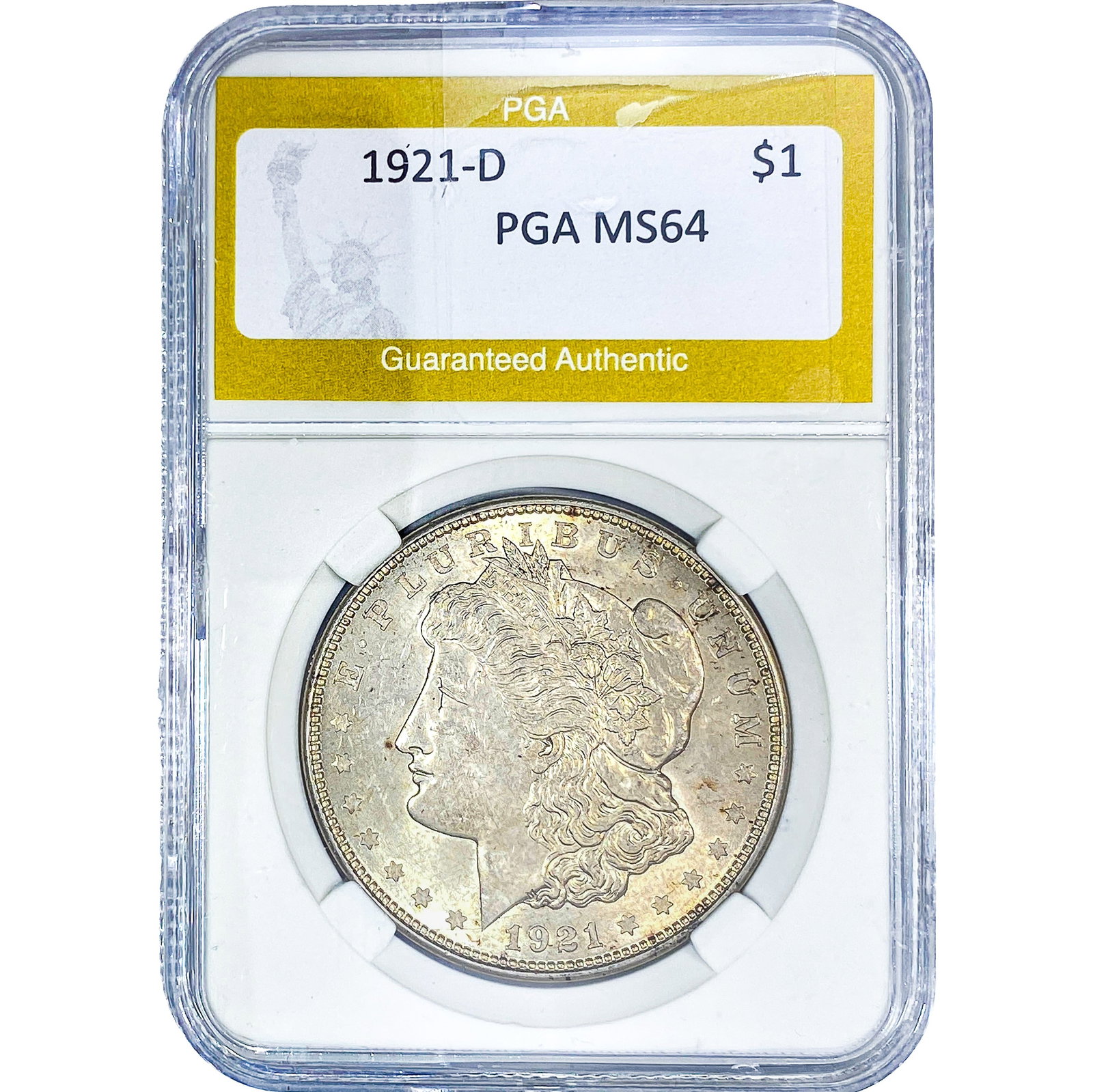 1921-D Morgan Silver Dollar PGA MS64: 1921-D Morgan Silver Dollar PGA MS64