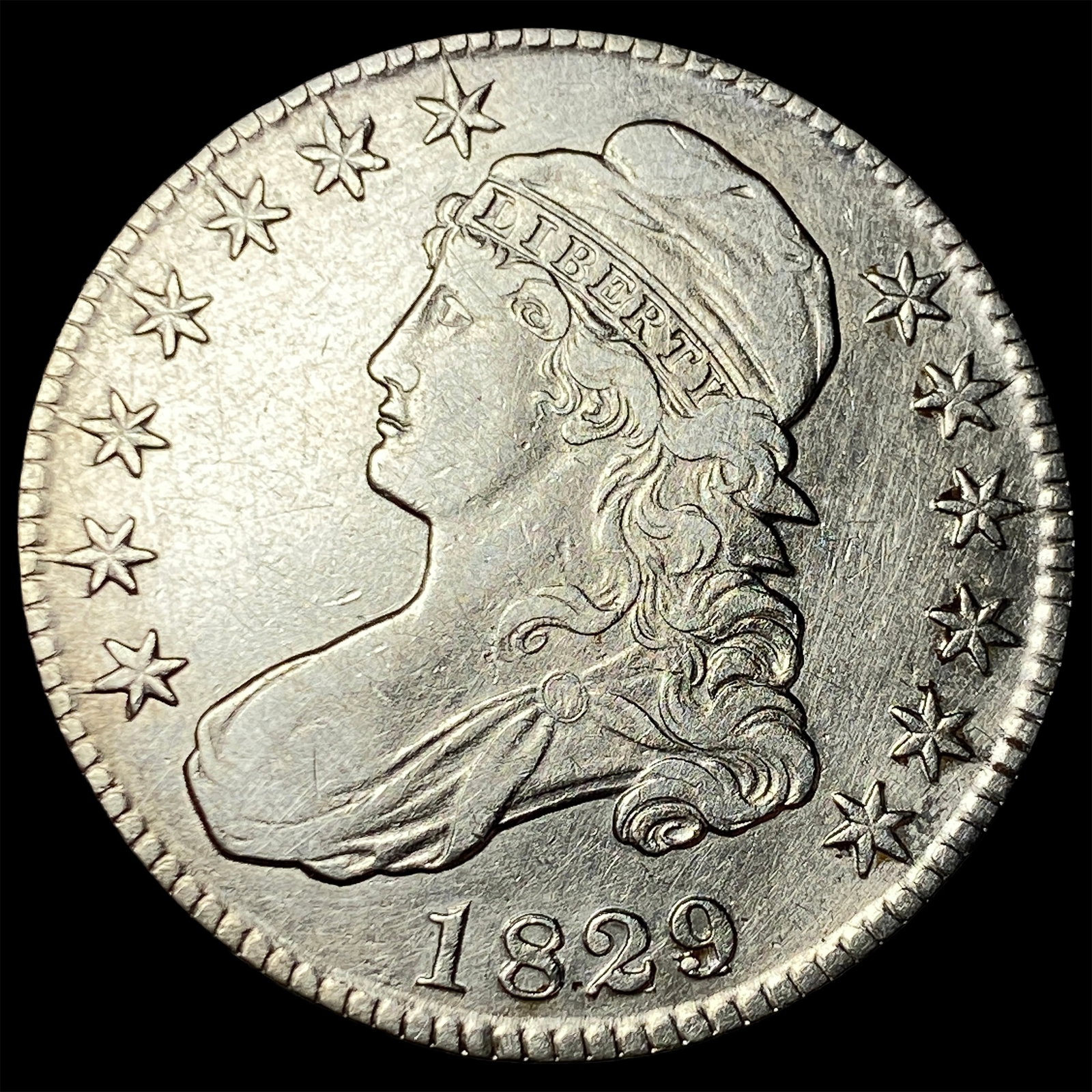 1829 Capped Bust Half Dollar NEARLY UNCIRCULATED: 1829 Capped Bust Half Dollar NEARLY UNCIRCULATED