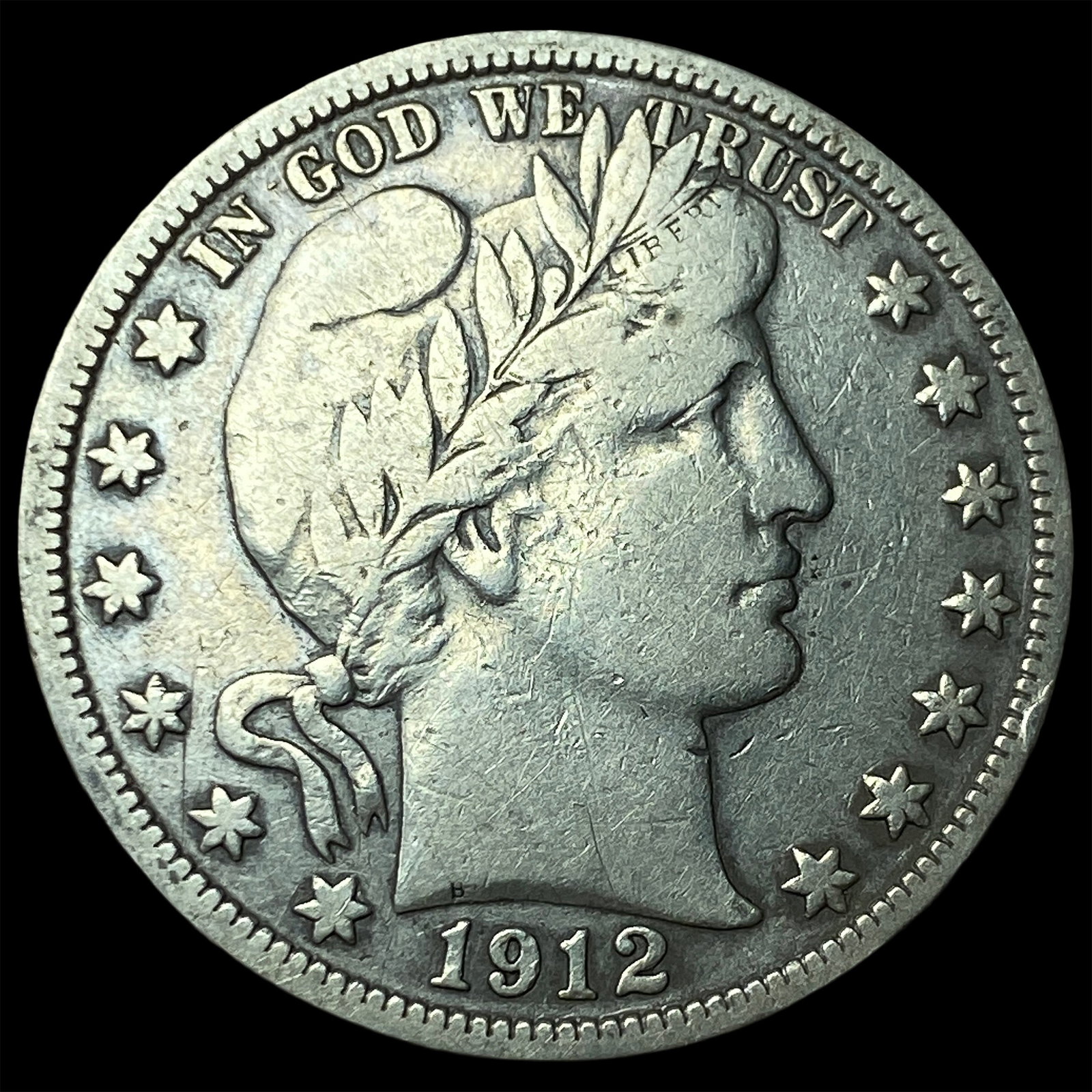 1912-S Silver Barber Half Dollar LIGHTLY CIRCULATED: 1912-S Silver Barber Half Dollar LIGHTLY CIRCULATED
