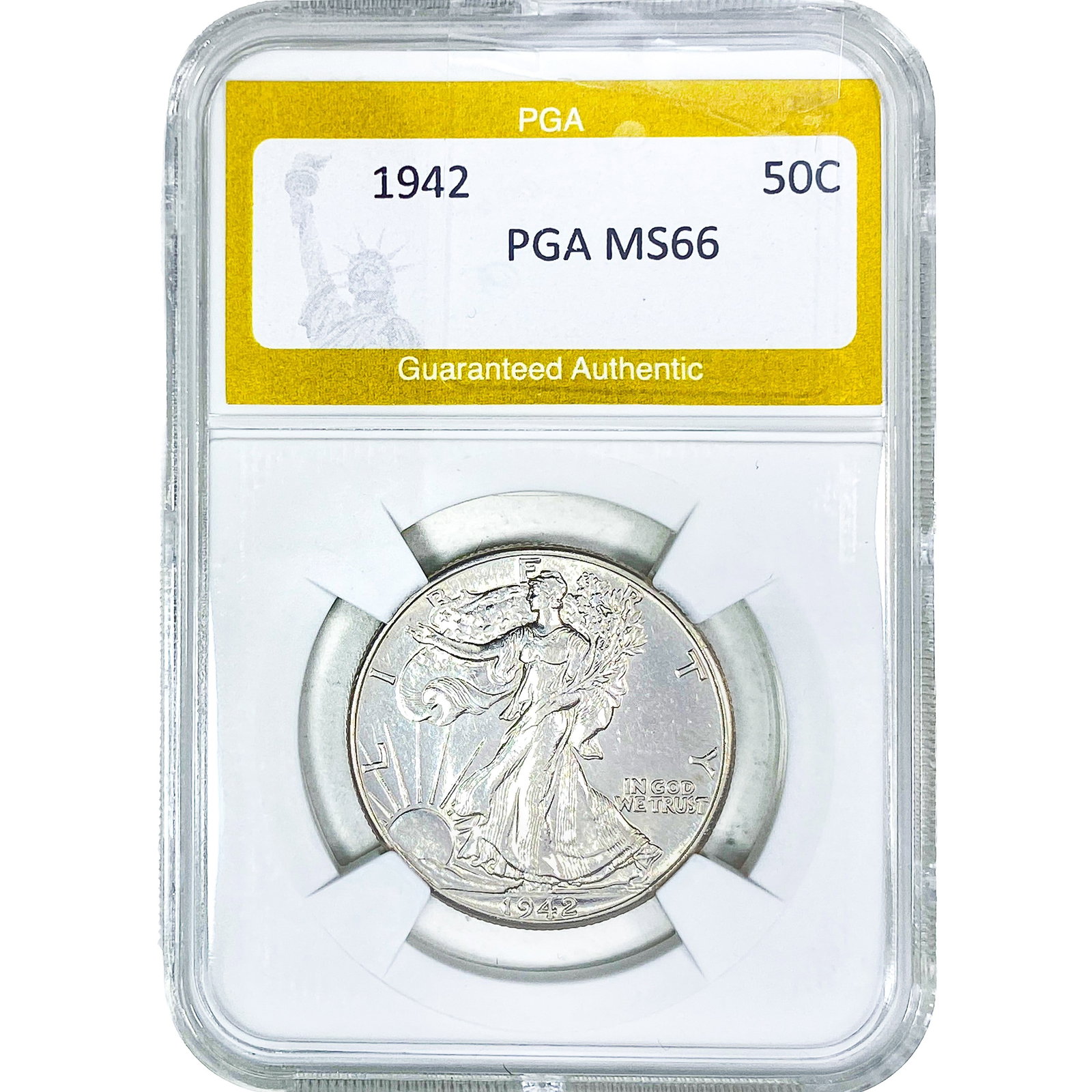 1942 Walking Liberty Half Dollar PGA MS66: 1942 Walking Liberty Half Dollar PGA MS66