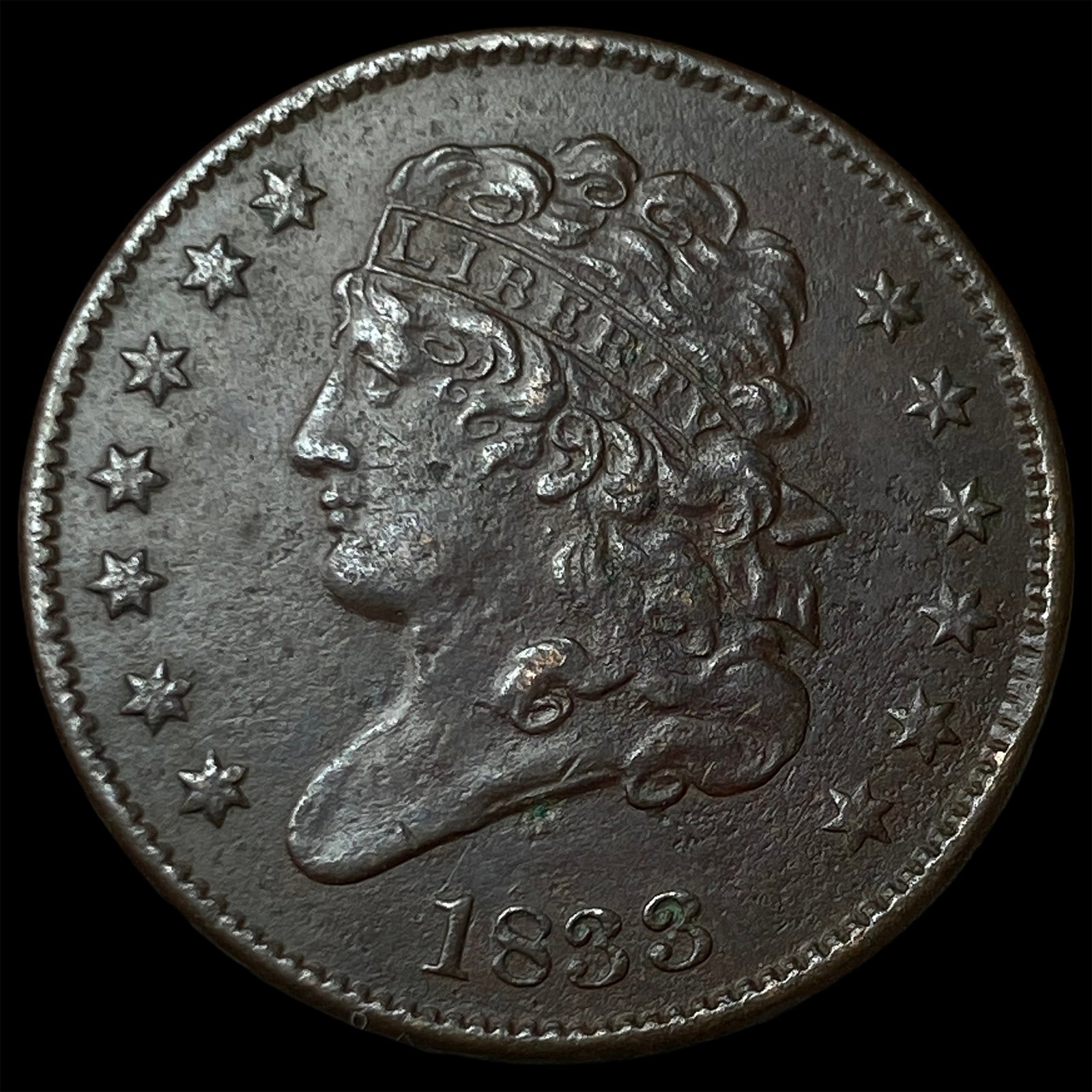1833 Classic Head Half Cent NEARLY UNCIRCULATED (1 of 2)