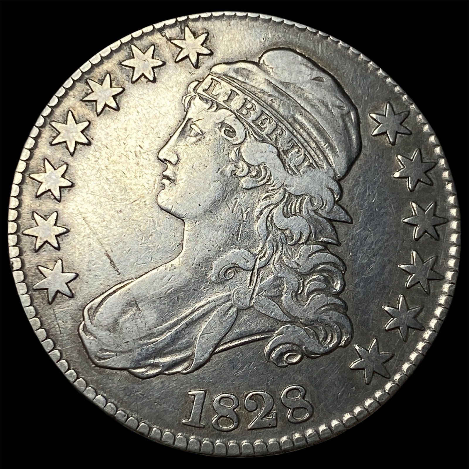 1828 Capped Bust Half Dollar NEARLY UNCIRCULATED: 1828 Capped Bust Half Dollar NEARLY UNCIRCULATED