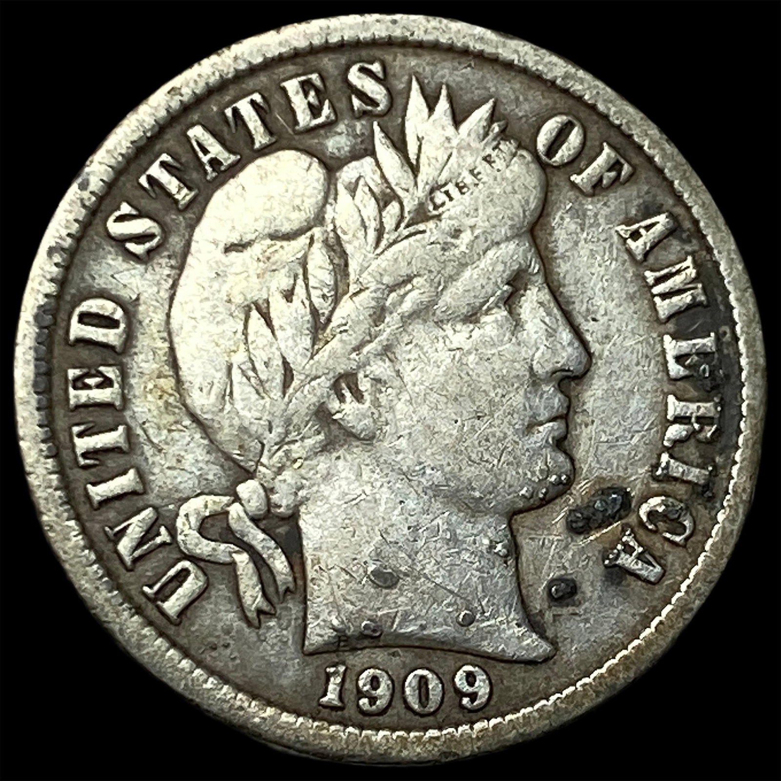 1909-D Silver Barber Dime NEARLY UNCIRCULATED: 1909-D Silver Barber Dime NEARLY UNCIRCULATED