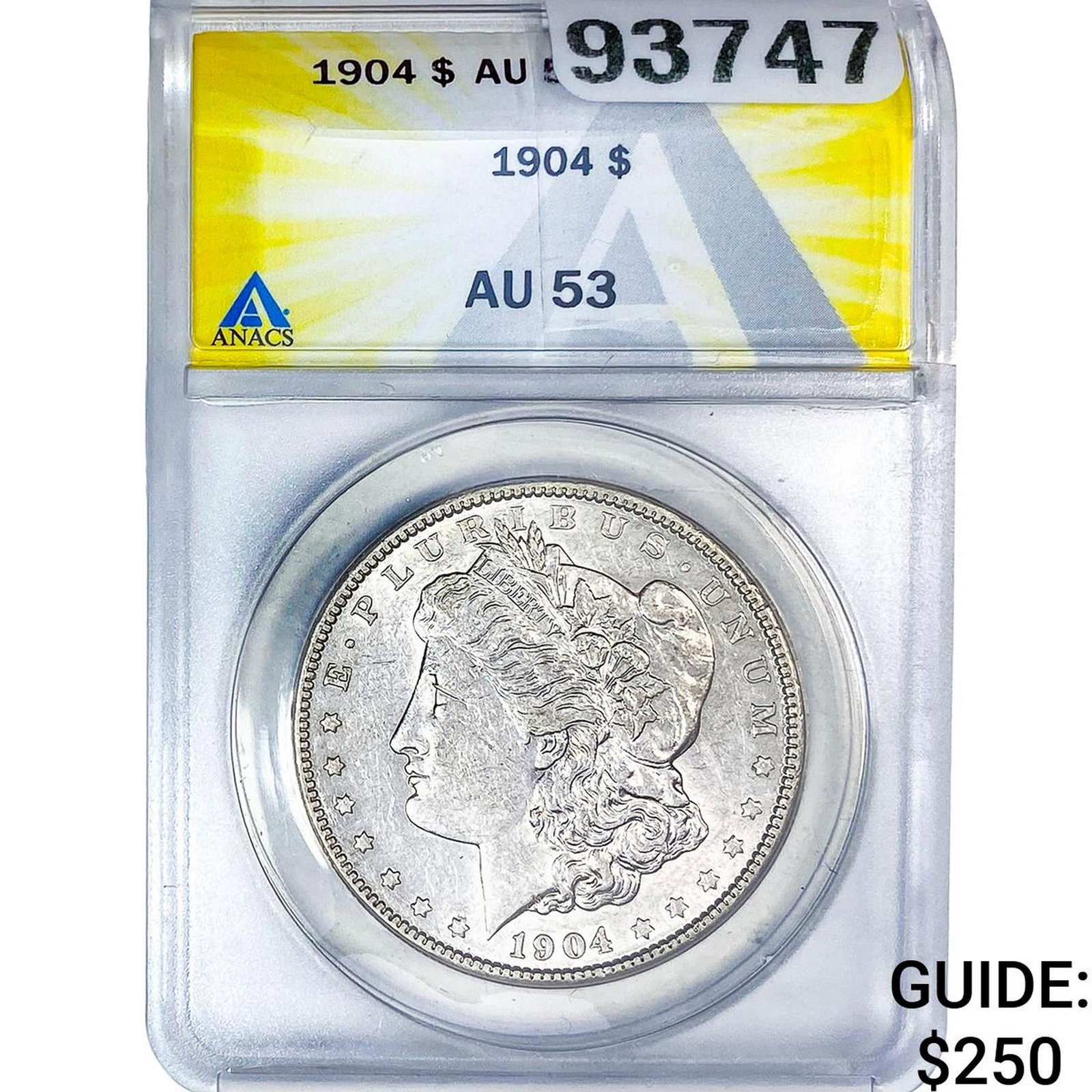 1904 Morgan Silver Dollar ANACS AU53: 1904 Morgan Silver Dollar ANACS AU53