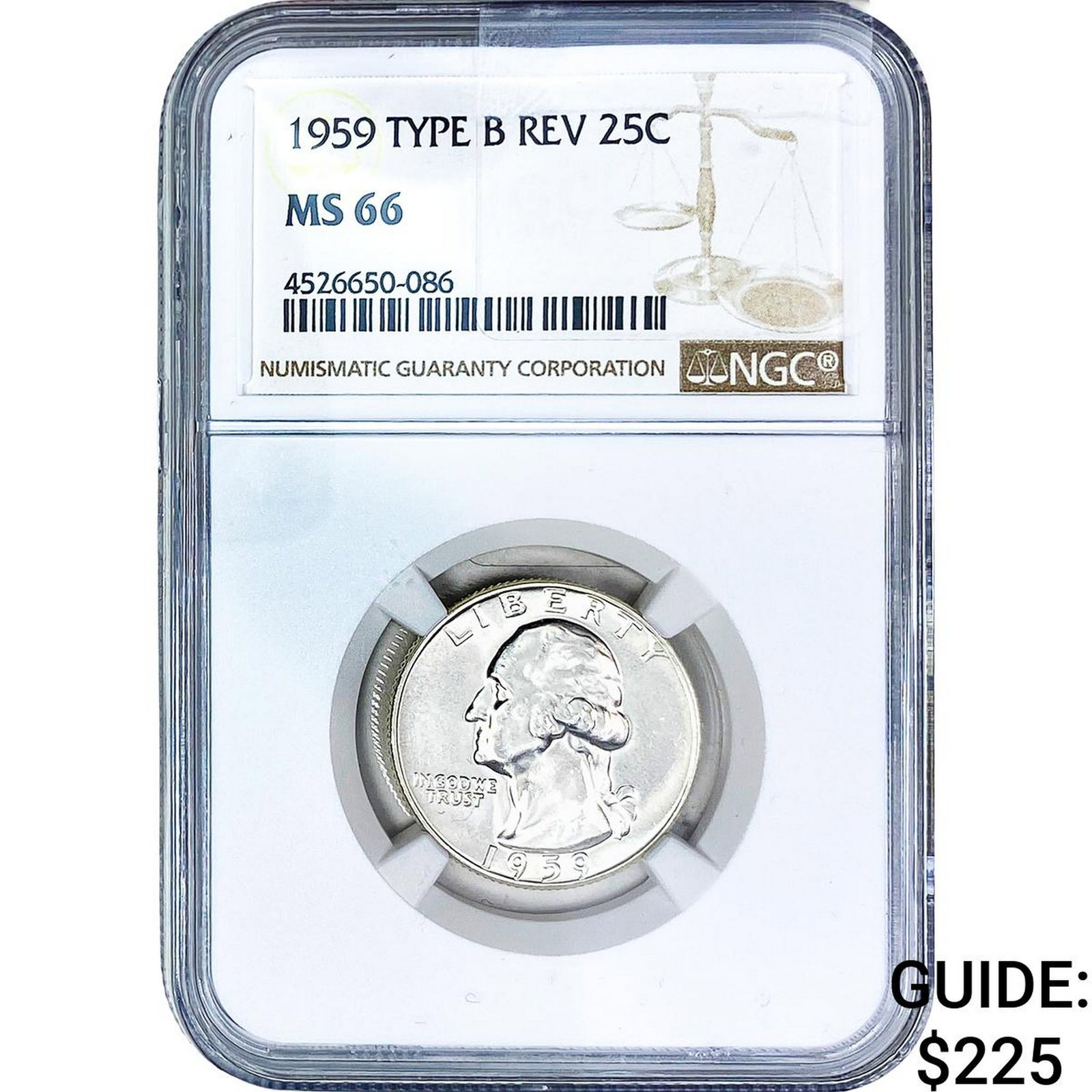 1959 Washington Silver Quarter NGC MS66 Type B Rev (1 of 2)