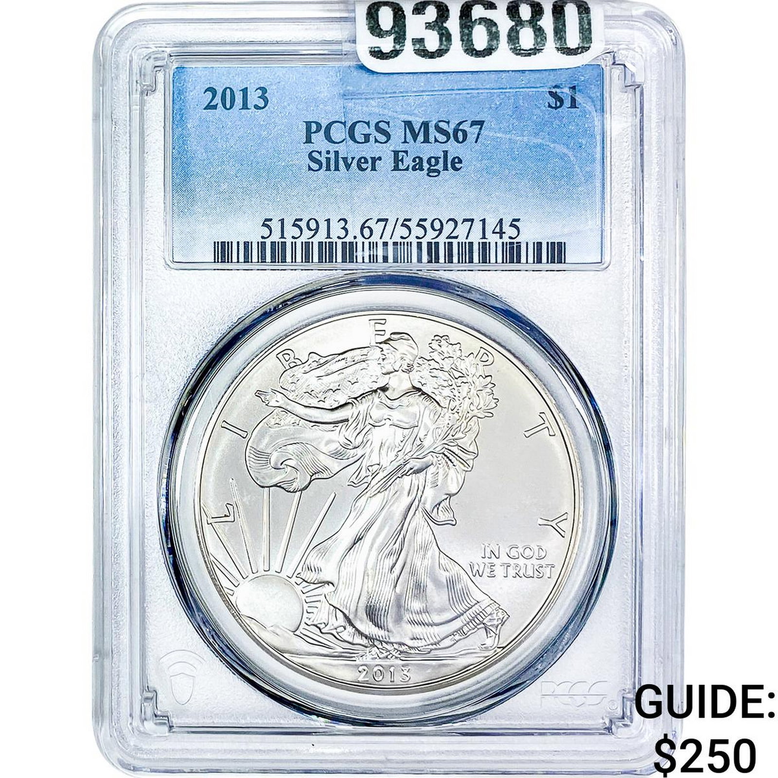 2013 Silver Eagle PCGS MS67: 2013 Silver Eagle PCGS MS67
