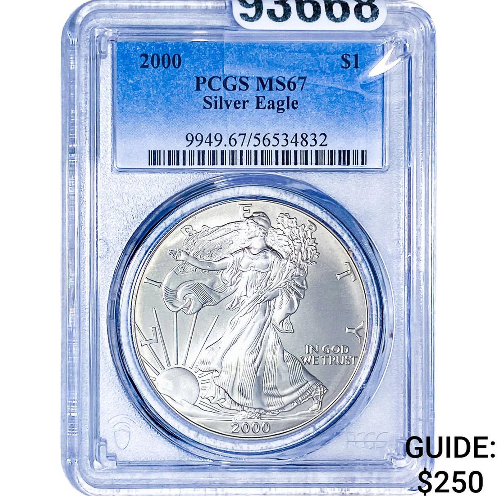 2000 Silver Eagle PCGS MS67: 2000 Silver Eagle PCGS MS67