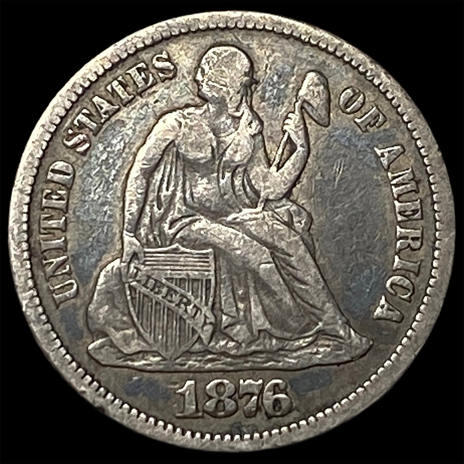 1876-CC Silver Dime ABOUT UNCIRCULATED: 1876-CC Silver Dime ABOUT UNCIRCULATED