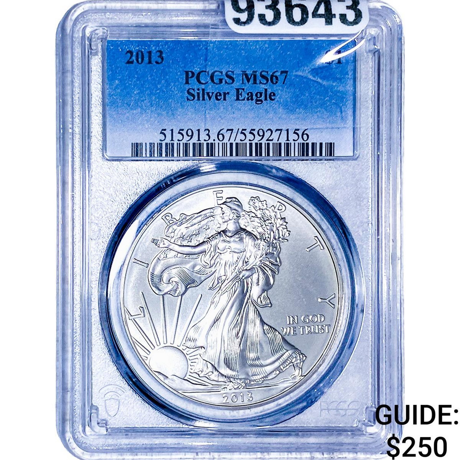 2013 Silver Eagle PCGS MS67: 2013 Silver Eagle PCGS MS67