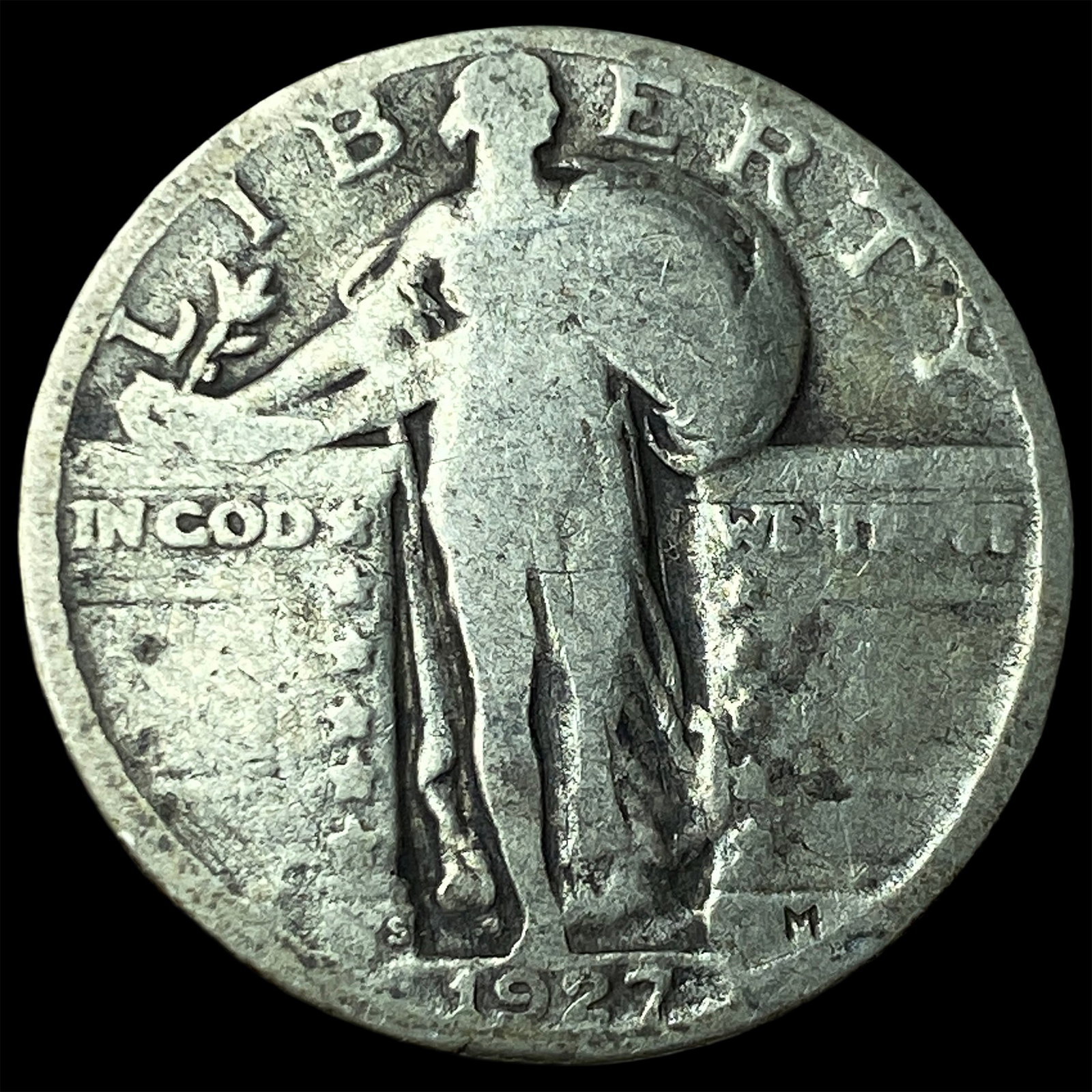 1927-S Silver Standing Liberty Quarter NICELY CIRCULATED: 1927-S Silver Standing Liberty Quarter NICELY CIRCULATED